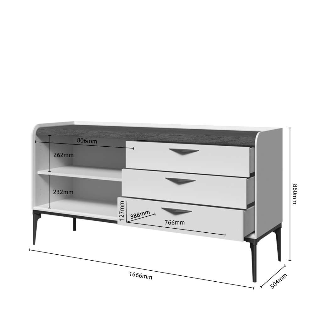 OTTO home Kommode »Soffy Kombikommode, Sideboard, Schubladenkommode« UV lackiert, Soft Close Funktion, Metallgestell in Anthrazit Dekor