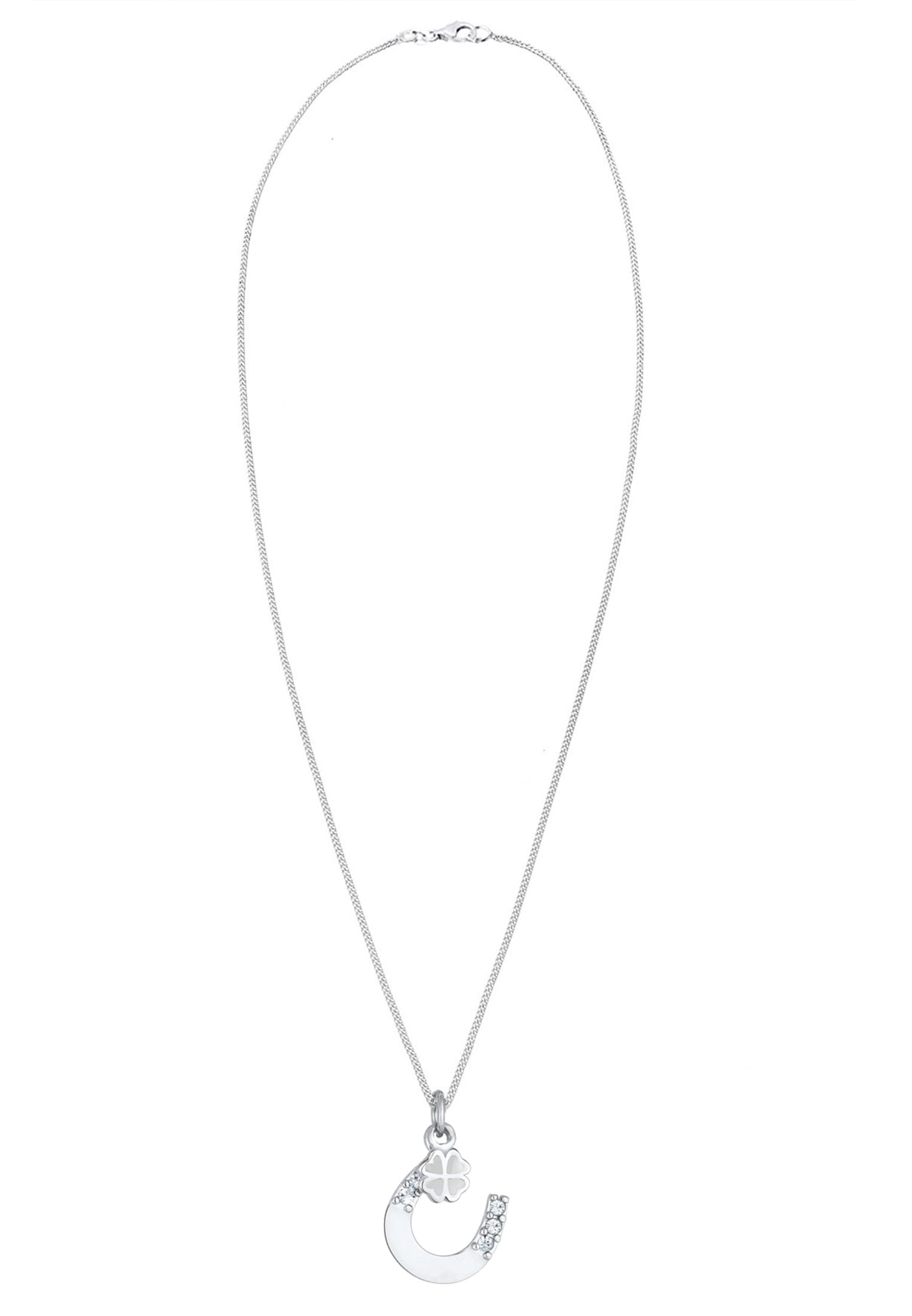 Elli Silberkette »Halskette Hufeisen Kleeblatt 925 Silber, mit Kristallen von Swarovski®«