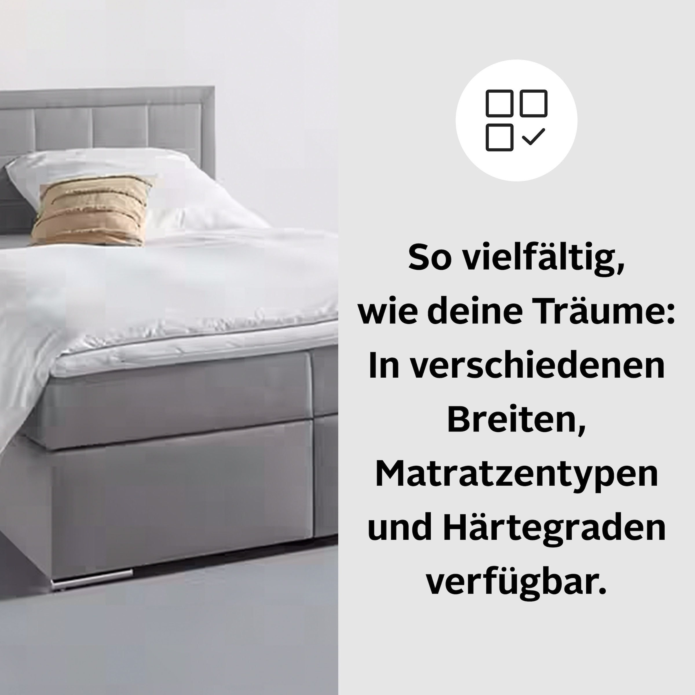 Boxbett Athena, wahlweise mit Bettkasten inkl. Topper bei Ausführung mit Matzratze, in Härtgraden H2, H3, H4