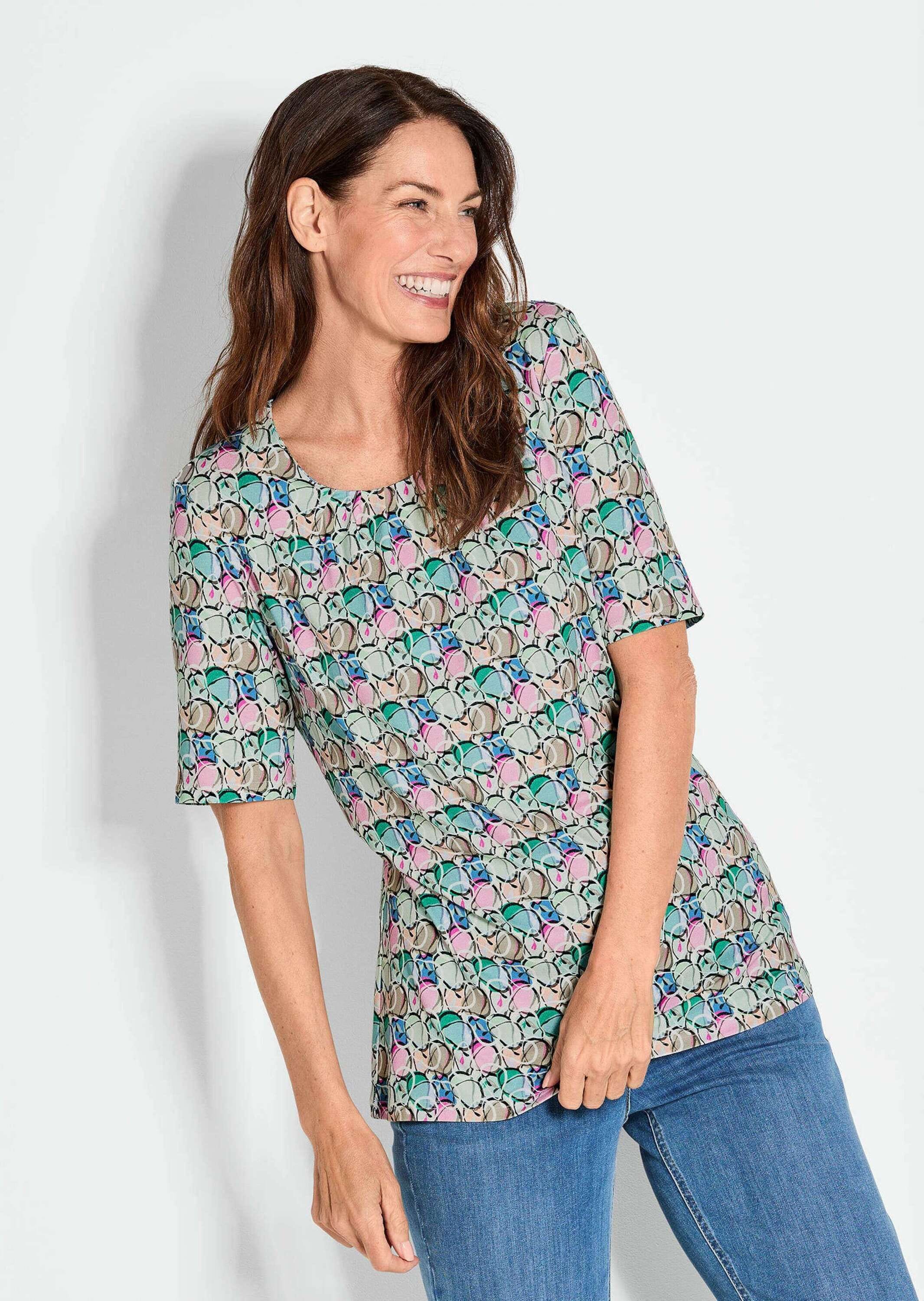 GOLDNER Print-Shirt »Kurzgröße Multicolor-Shirt mit Halbarm, Rundhalsausschnitt«