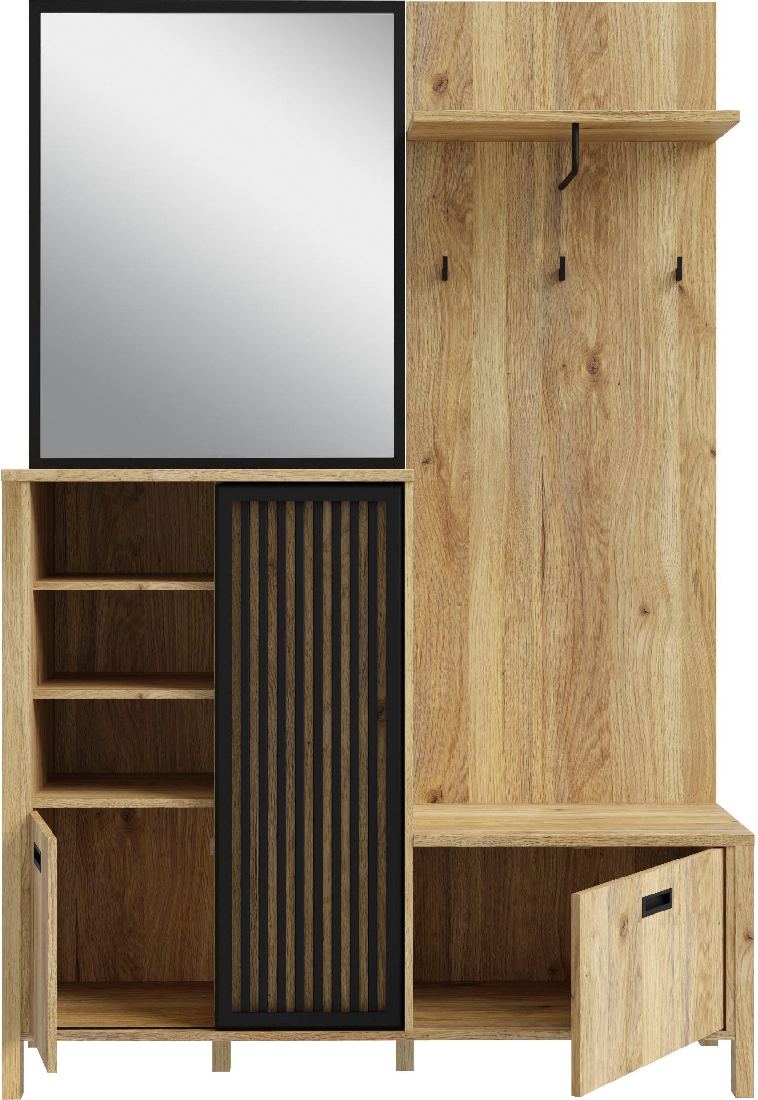 FORTE Kompaktgarderobe »Jytana« Kompaktgarderobe, Stauraum, Lamellenoptik, Trendfarbe