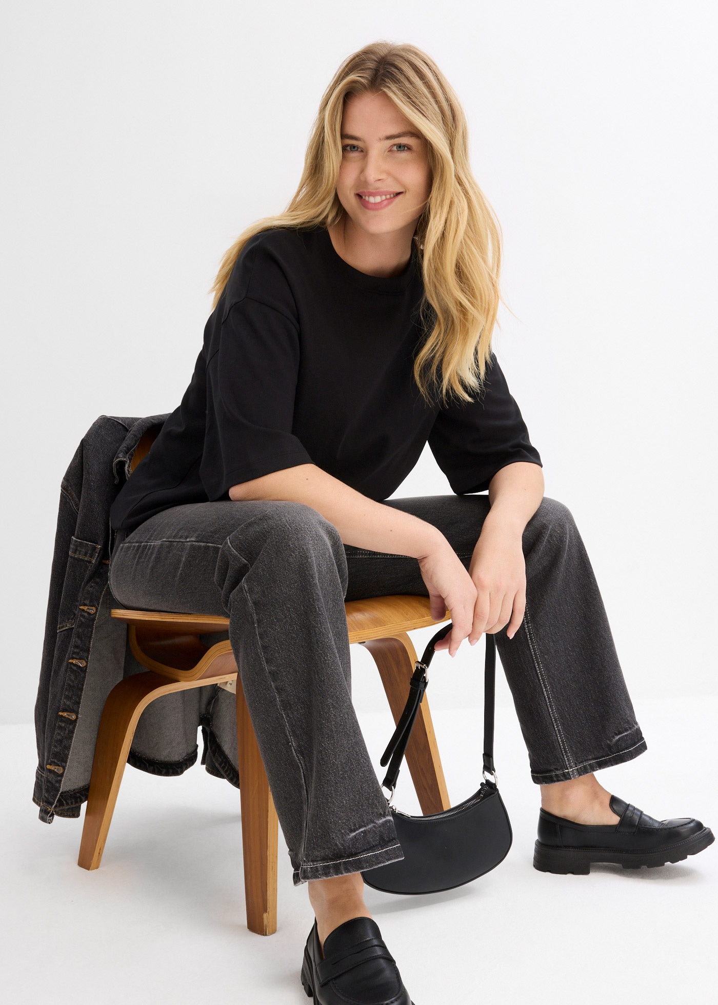 bonprix Longshirt Oversized Schnitt, Halbarm, für Frühling und Sommer