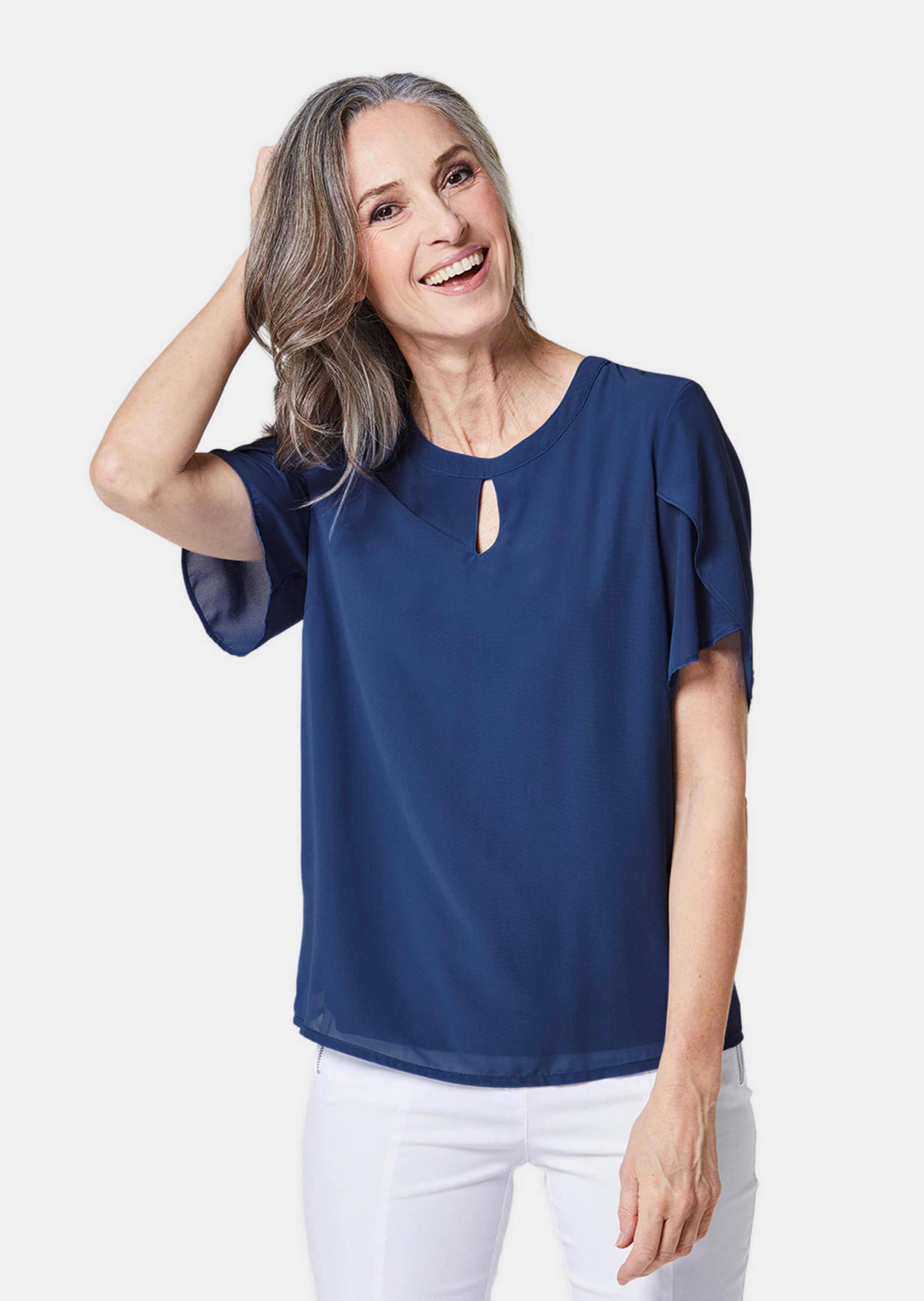 GOLDNER Kurzarmbluse »Bluse mit aufregender Ärmellösung« Ohne