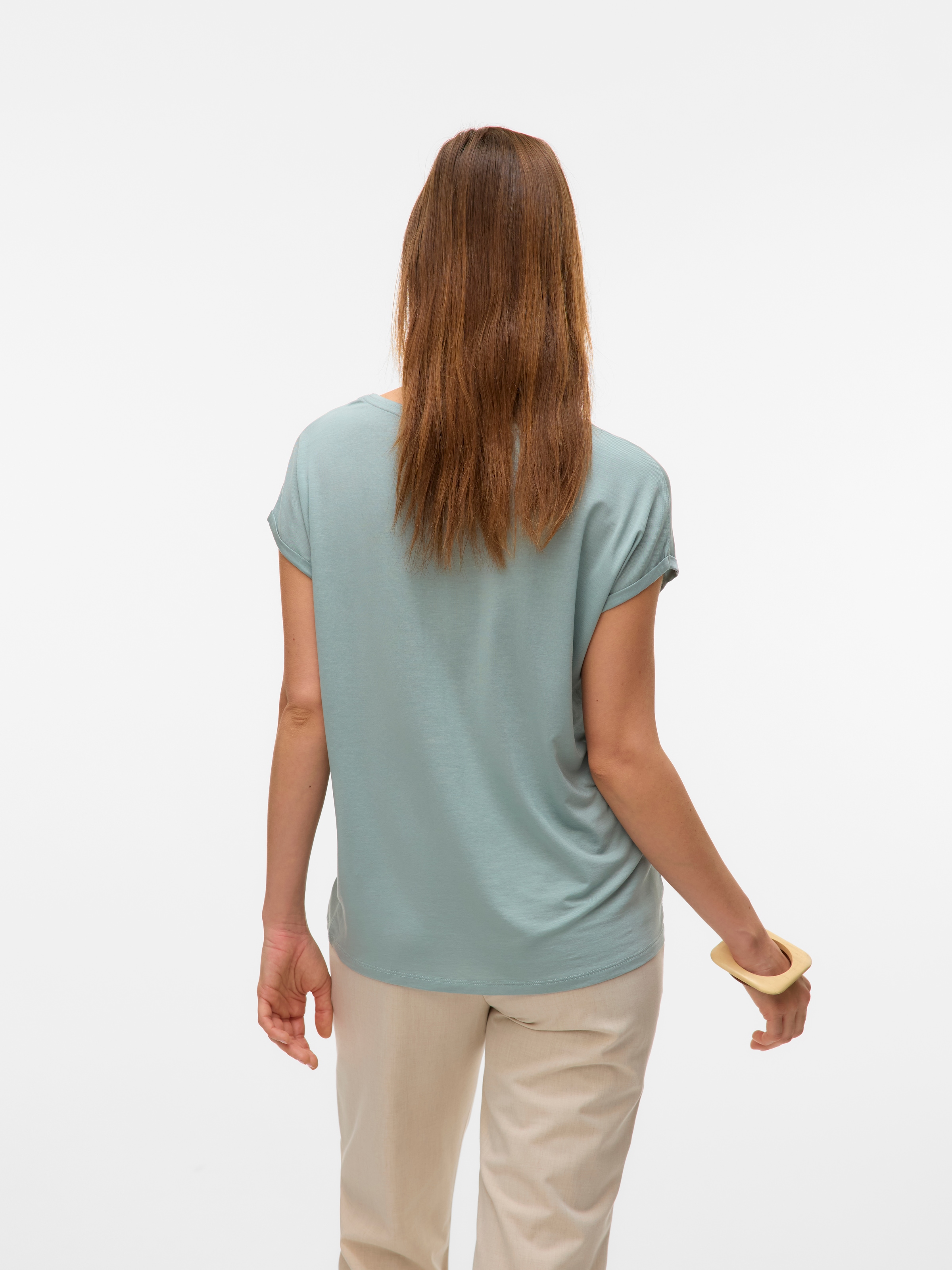 Vero Moda Rundhalsshirt »VMAVA PLAIN SS TOP GAJRS NOOS«