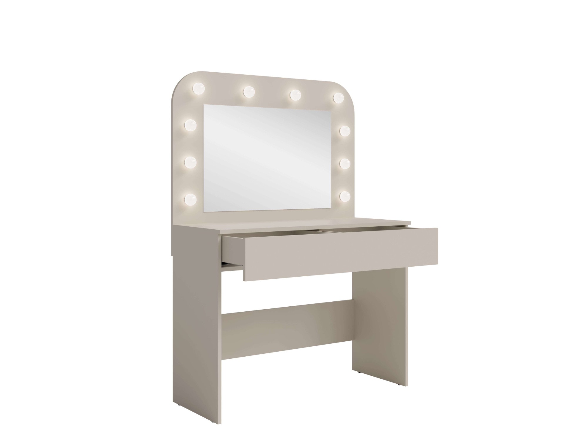 OTTO home Schminktisch »NANCY,BE A STAR! Hollywood Spiegel+Beleuchtung, Schublade Soft Close« B/T/H: 100/42,5/142cm, Farbei Kaschmir Beige,  Kosmetiktisch mit viel Stauraum, LED, Soft-Close,