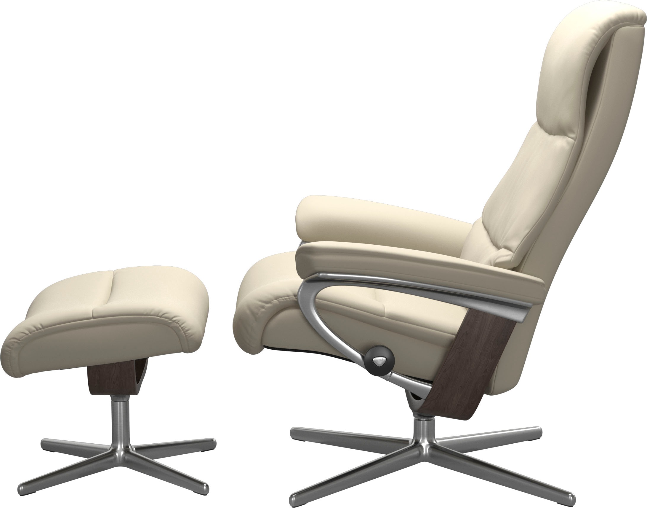 Stressless® Relaxsessel »View« Set, Relaxsessel mit Hocker,  mit Hocker, mit Cross Base, Größe S, M & L, Holzakzent Wenge