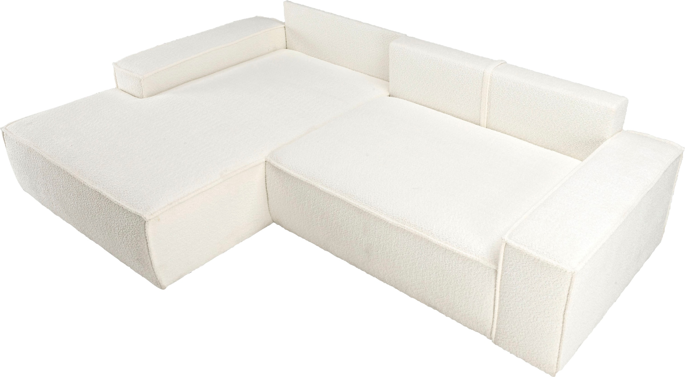 andas Ecksofa »Finnley Schlafsofa 267 cm in Bouclé u. Struktur fein, L-Form,«, Schlaffunktion m. Bettkasten (136/210 cm), Bouclé, Struktur