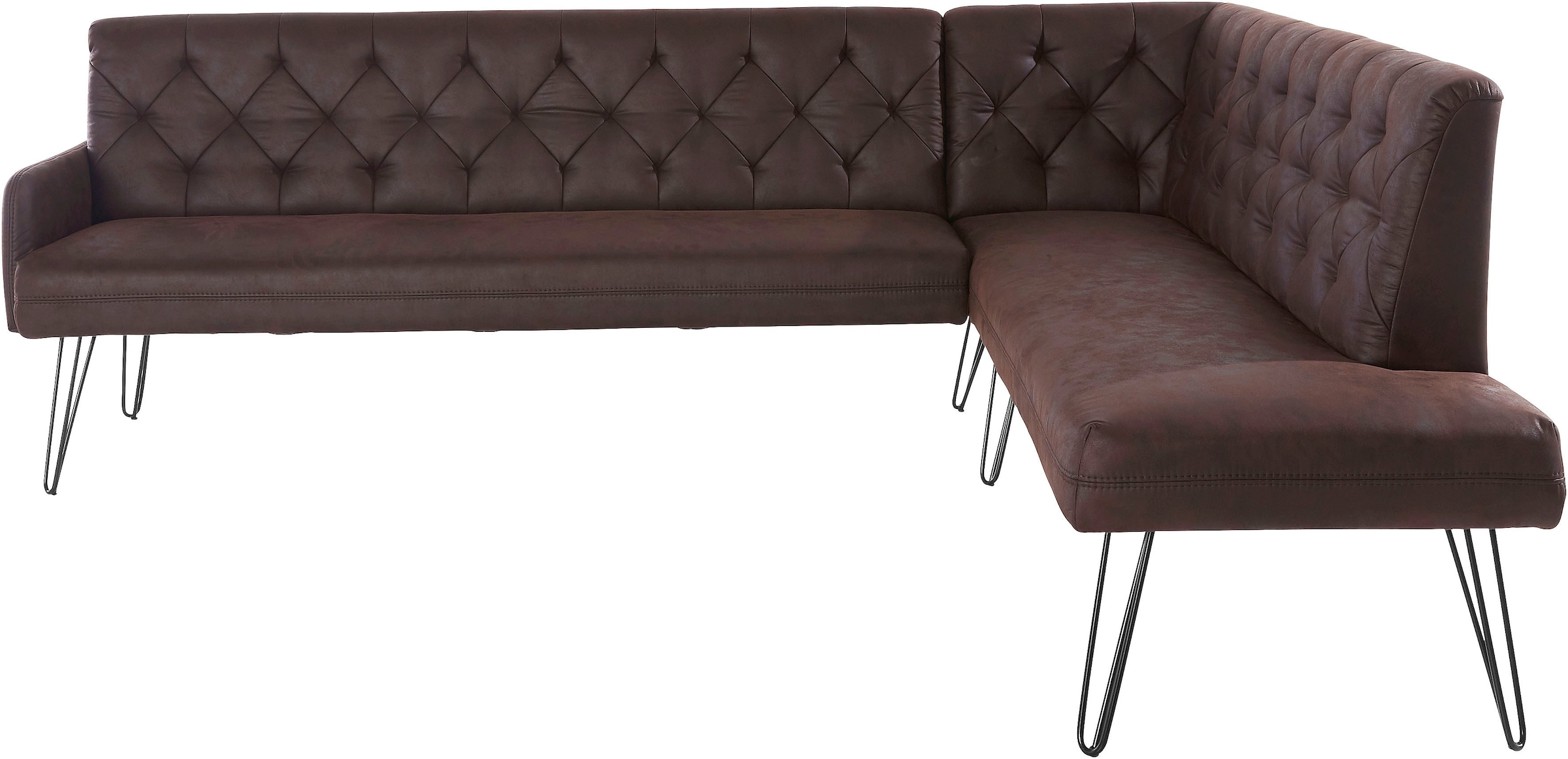 exxpo - sofa fashion Eckbank »Doppio, Chesterfield Optik, komfortabel und bequem, hohe Designfüße«, Frei im Raum stellbar
