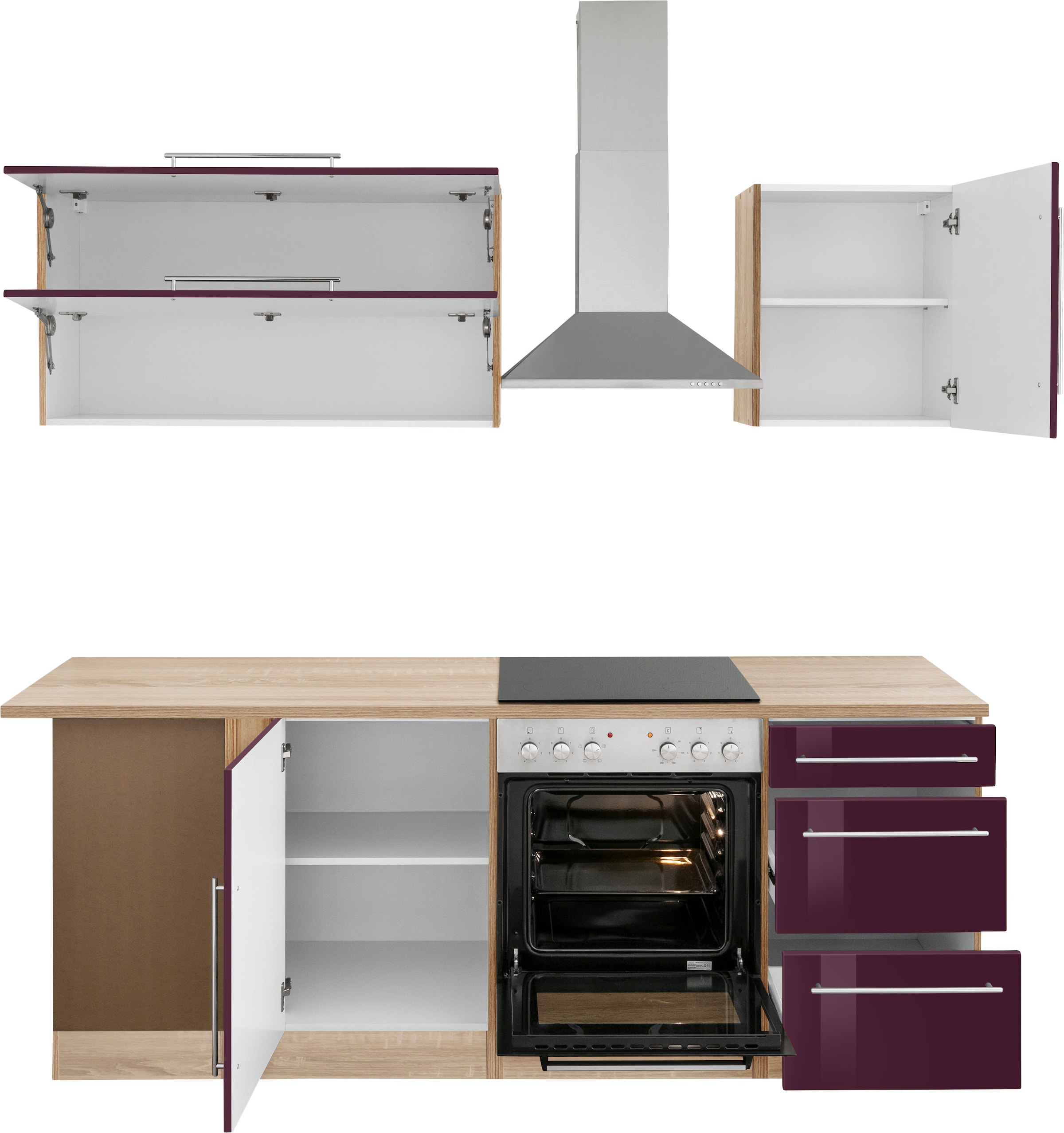 KOCHSTATION Winkelküche »Samos«, mit E-Geräten, Stellbreite 220/220 cm