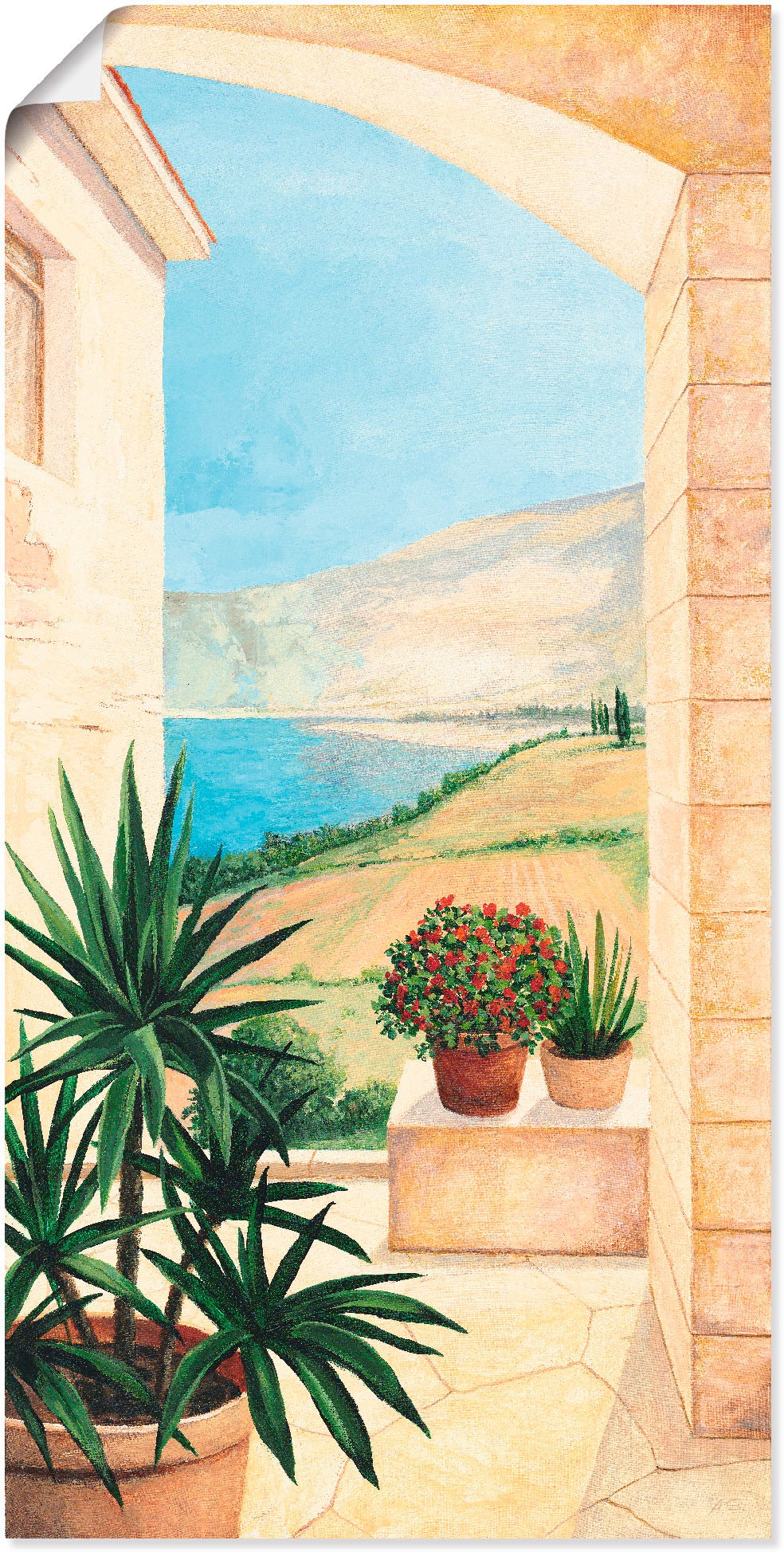 Artland Wandbild Leinwandbild, Poster St.), kaufen Toskanalandschaft«, Rechnung auf versch. Fensterblick, auf als Größen (1 Alubild, in oder »Blick Wandaufkleber