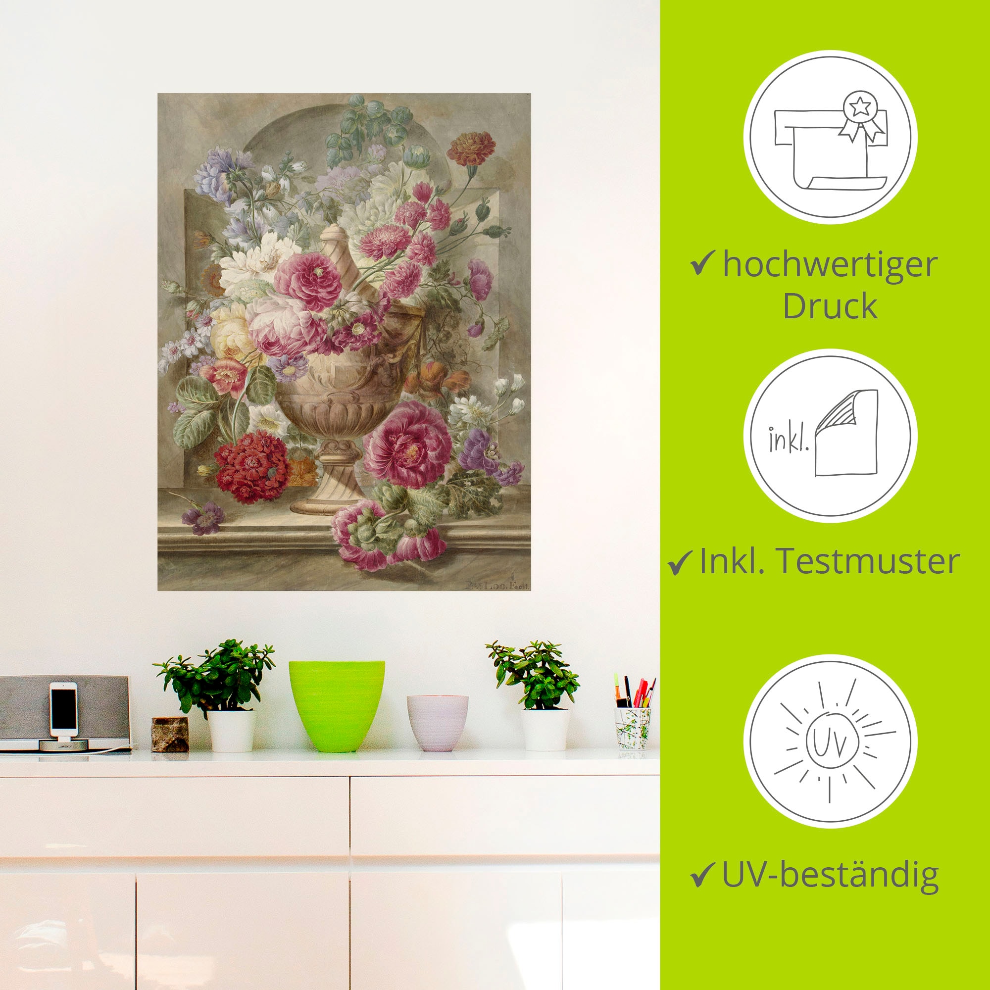 Artland Wandbild »Vase mit Blumen.«, Arrangements, (1 St.), als Leinwandbild, Poster, Wandaufkleber in verschied. Größen