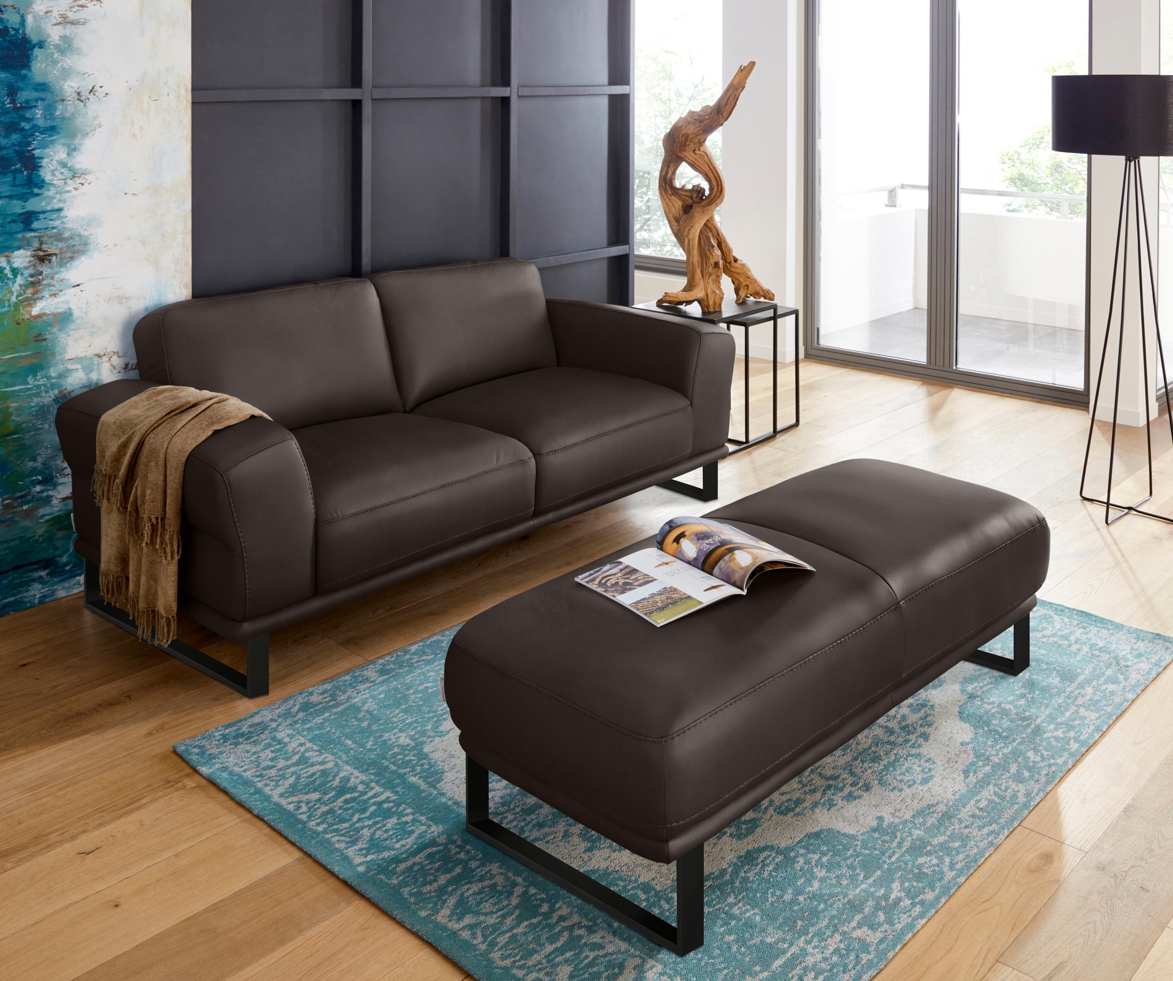 W.SCHILLIG 2-Sitzer »montanaa Designsofa mit erstklassigem Sitzkomfort, Federkern« mit Metallkufen in Schwarz pulverbeschichtet, Breite 192 cm