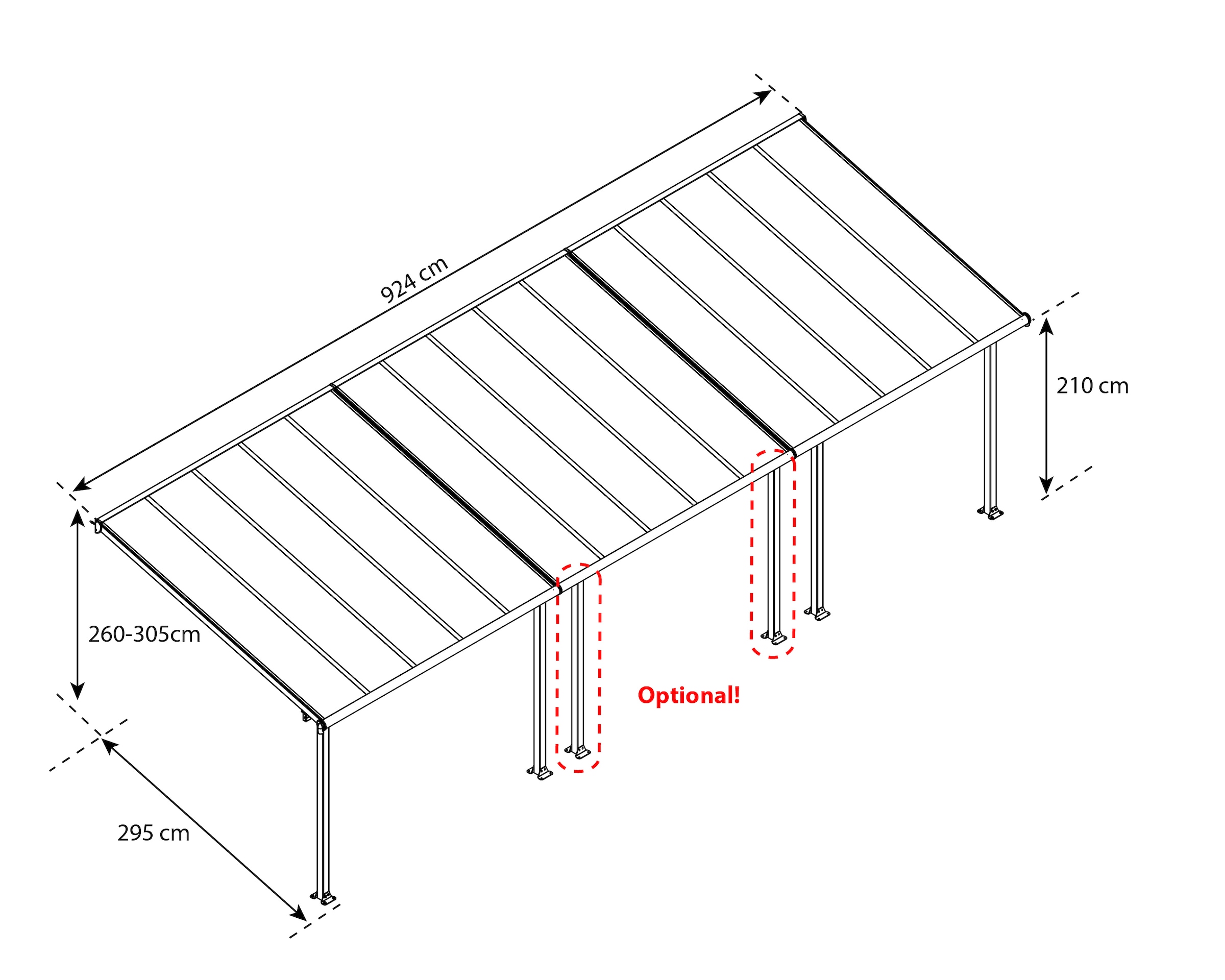 Palram - Canopia Terrassendach »Olympia 3x9.15«, BxT: 924x295 cm