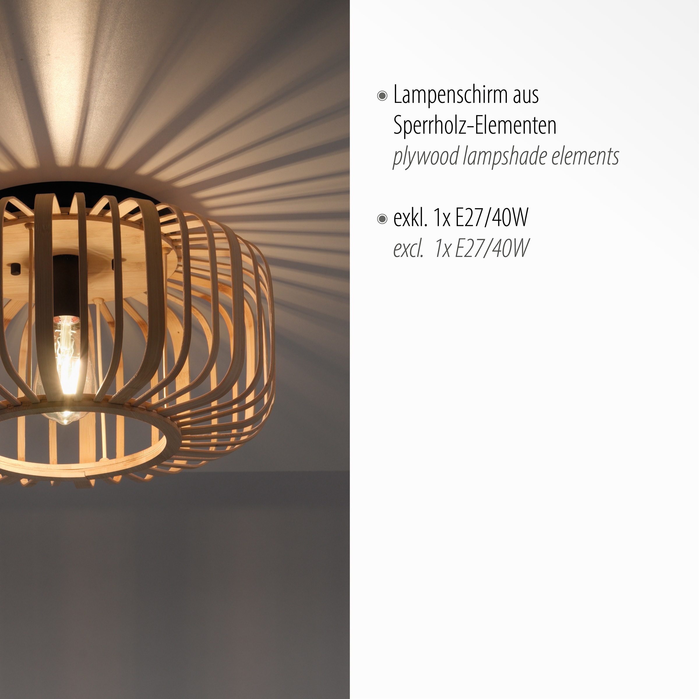 JUST LIGHT Deckenleuchte »RACOON« E27 1 Stk. ExklusiveE27