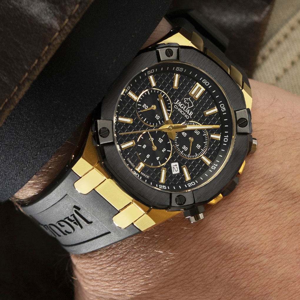 Jaguar »Diplomatic« Quarzuhr, Armbanduhr, Herrenuhr,Swiss Made,Stoppfunktion,Kautschukband