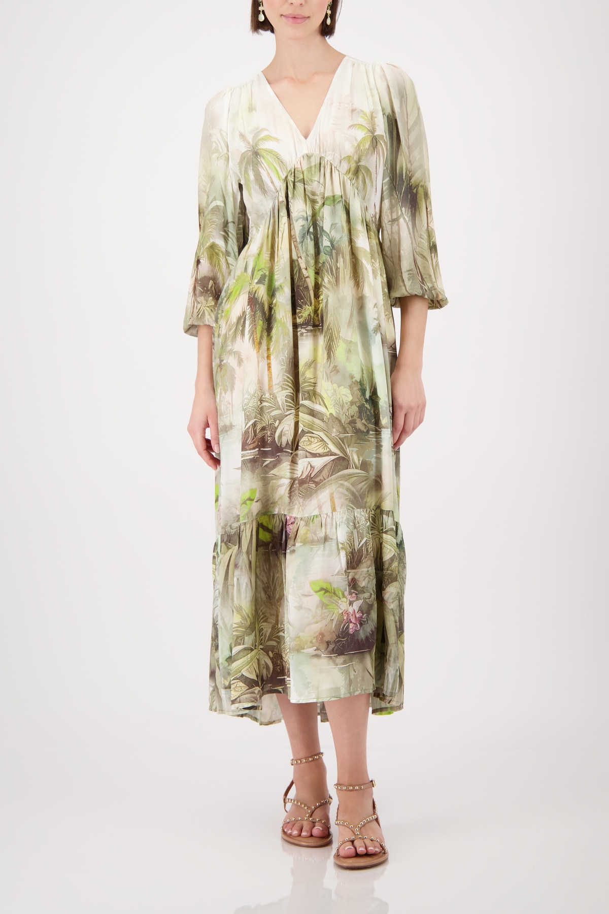 Monari Maxikleid »Kleid Tropical  Allover« Ohne Tasche Regular fit mit tropischem Print