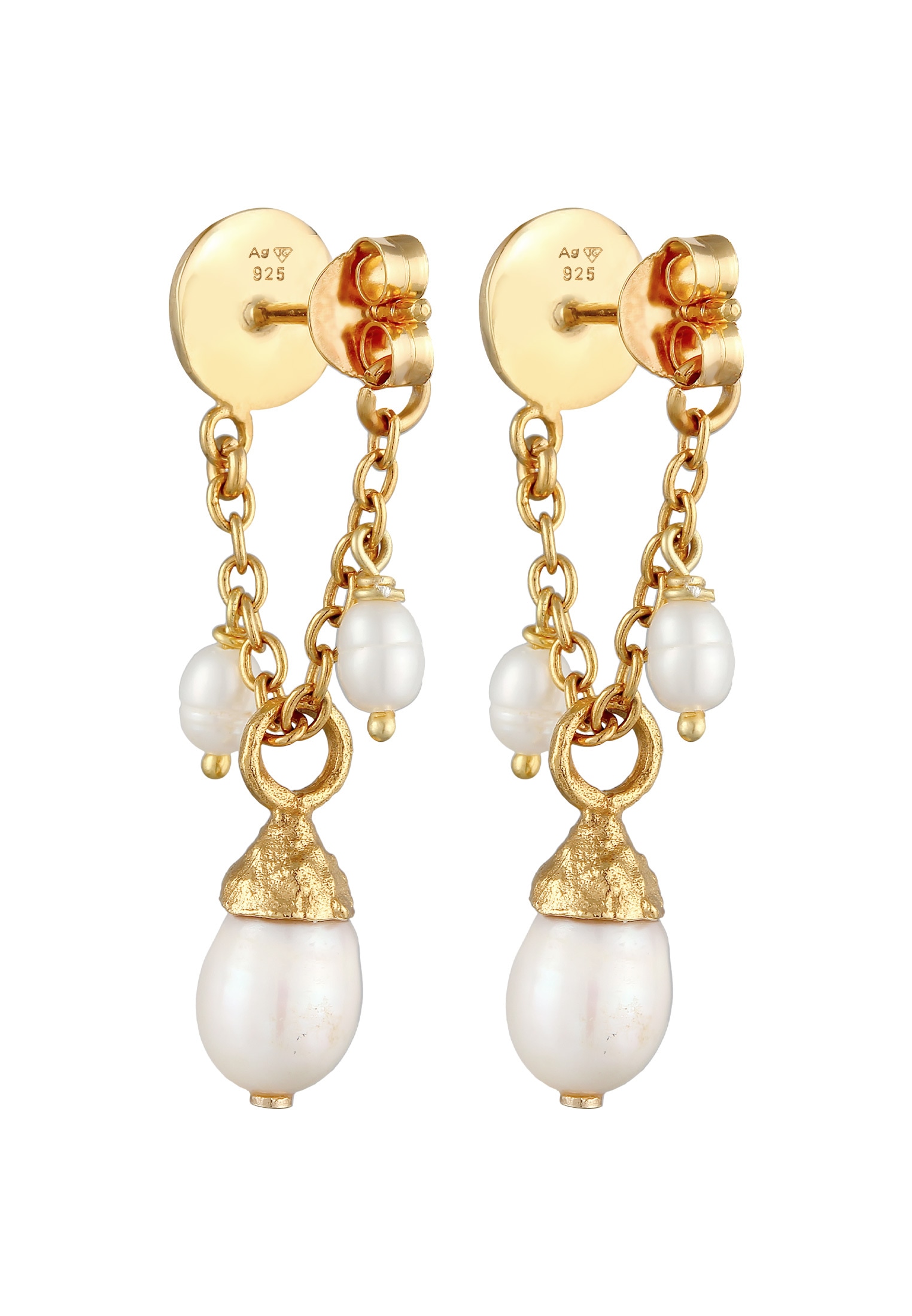 HAZE & GLORY Paar Ohrhänger »Ohrringe Hänger Barock Perle - Summertime 925 Silber vergoldet«