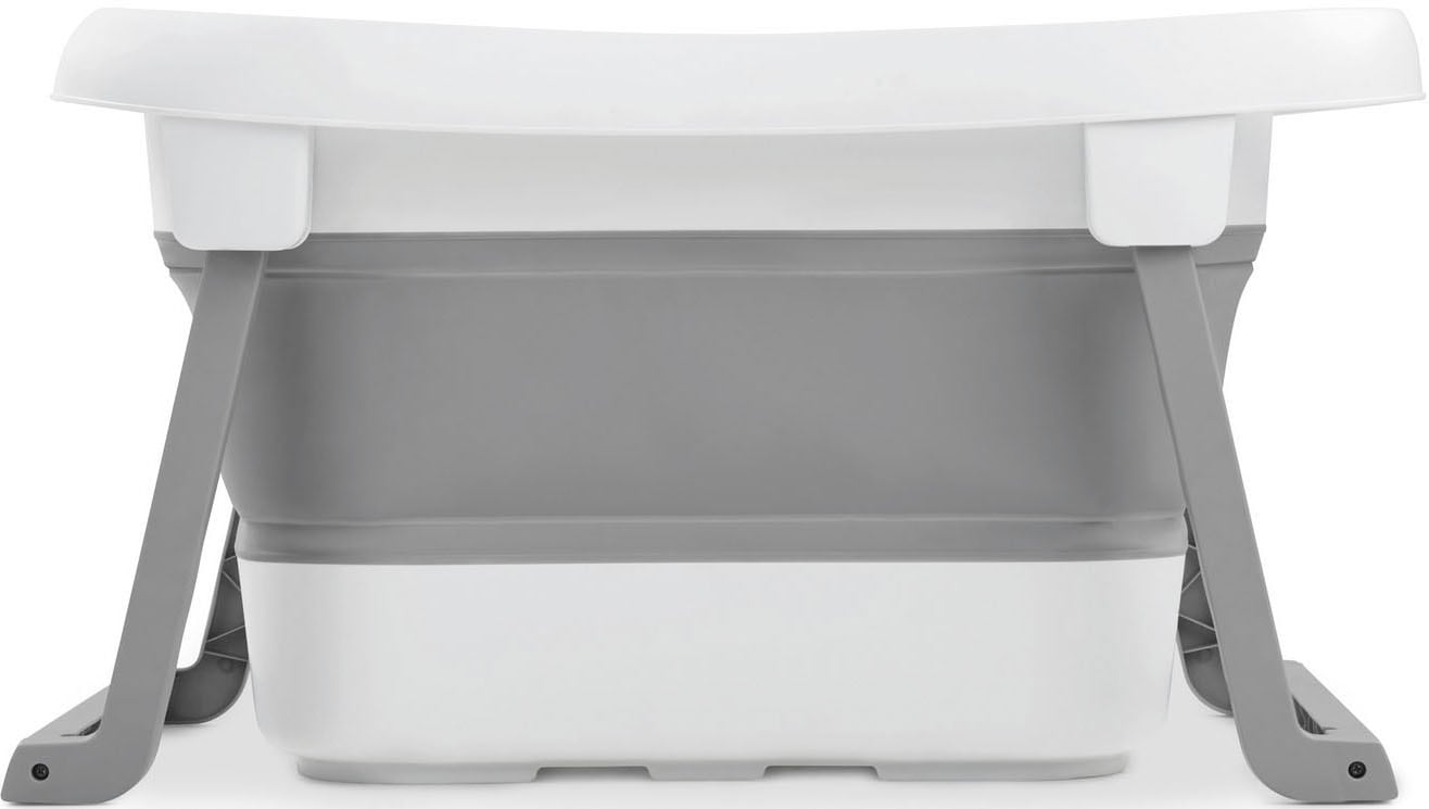 Hauck Babybadewanne »Wash N Fold L, White/Stone« Höhe 44 cm Standbeine | wärmeempfindlicher Ablaufstopfen | zusammenfaltbar Faltbadewanne mit Wassertemperaturmessung am Ablaufstopfen