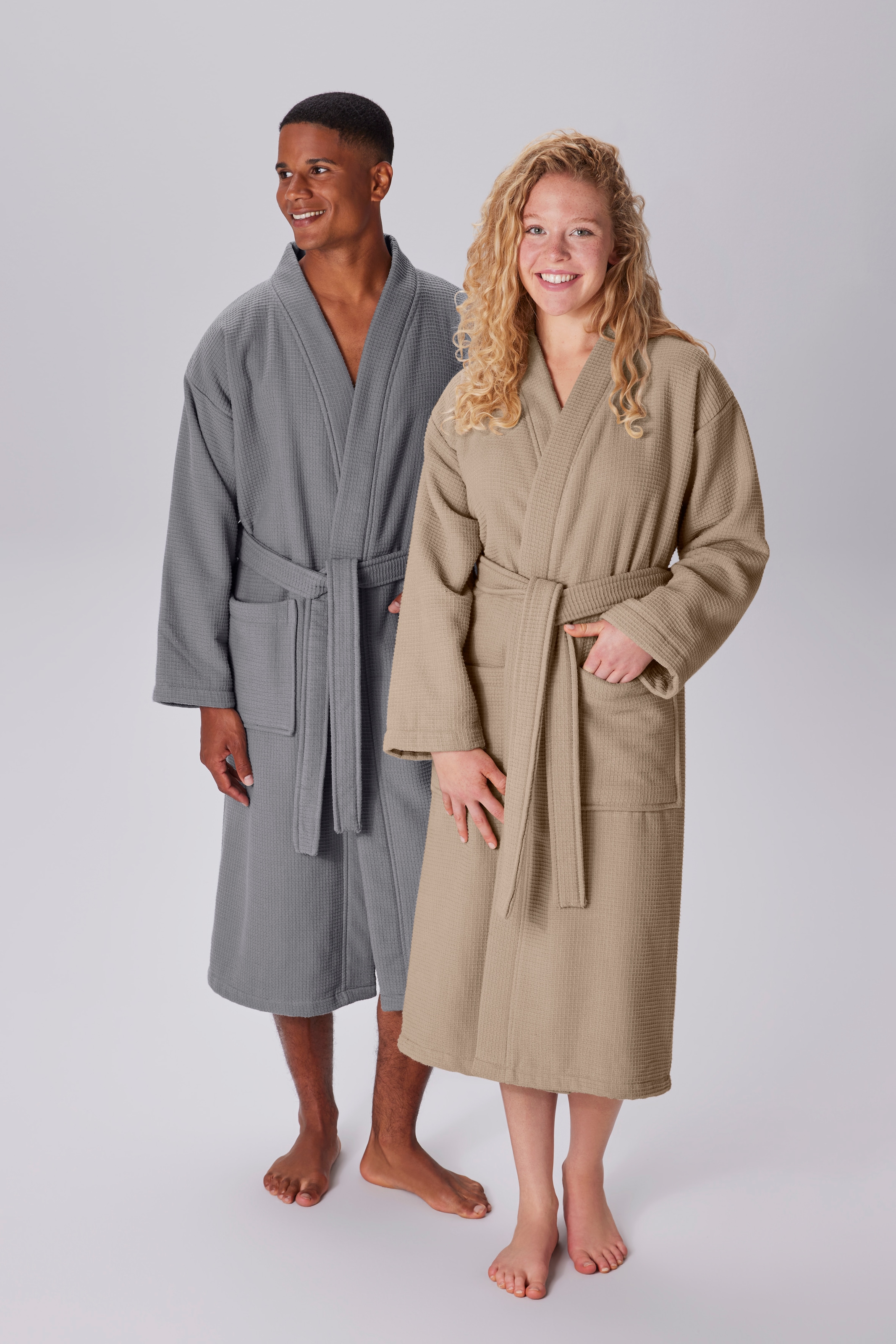 my home Unisex-Bademantel »Merida, Waffelpiqué, Premium Qualität, 500 g/m², Morgenmantel«, (1 St.), Hotelbademantel, dicke Qualität, S-2XL, auch ideal für Sauna & Spa