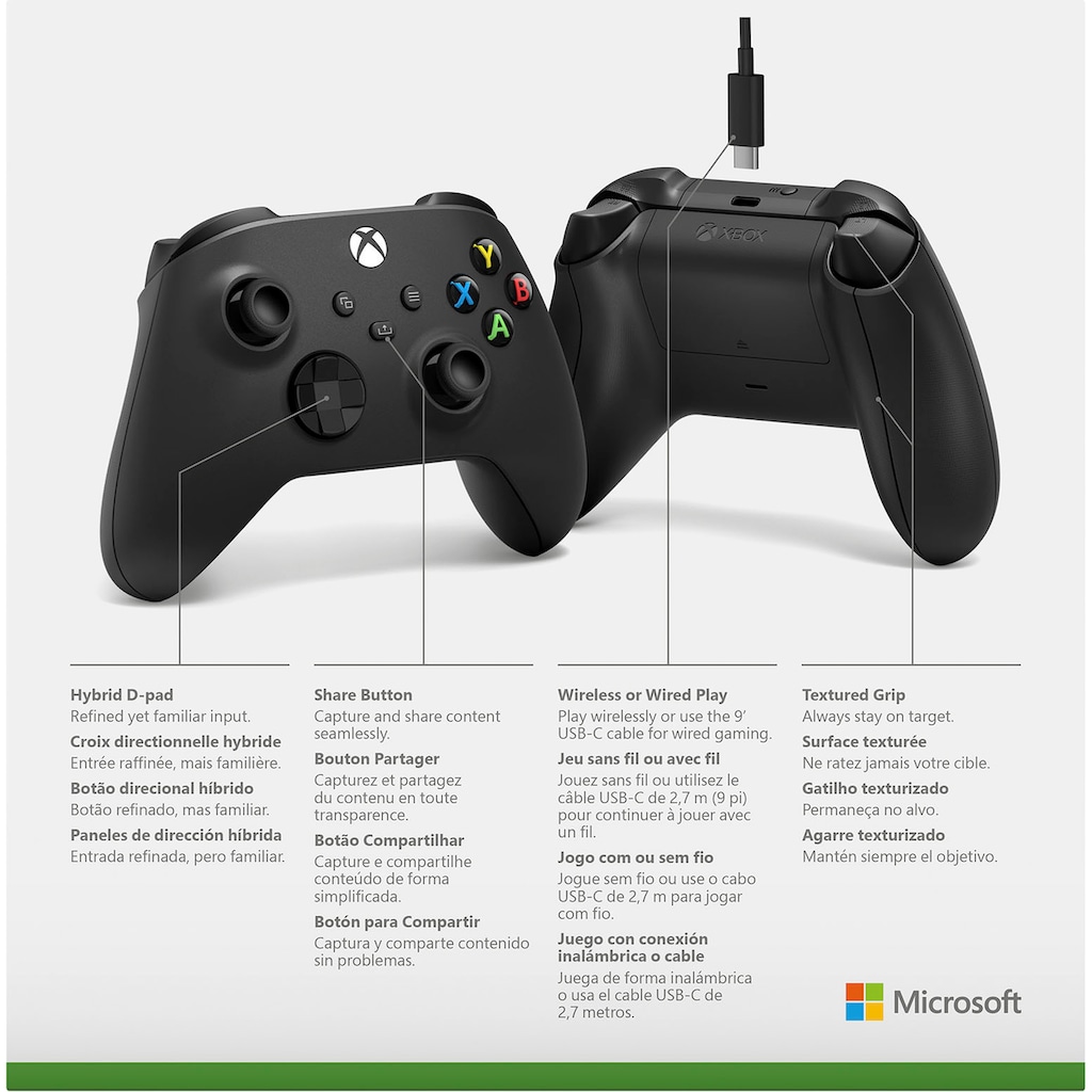 Xbox Wireless-Controller »Carbon Black«, inkl. USB-C Kabel
