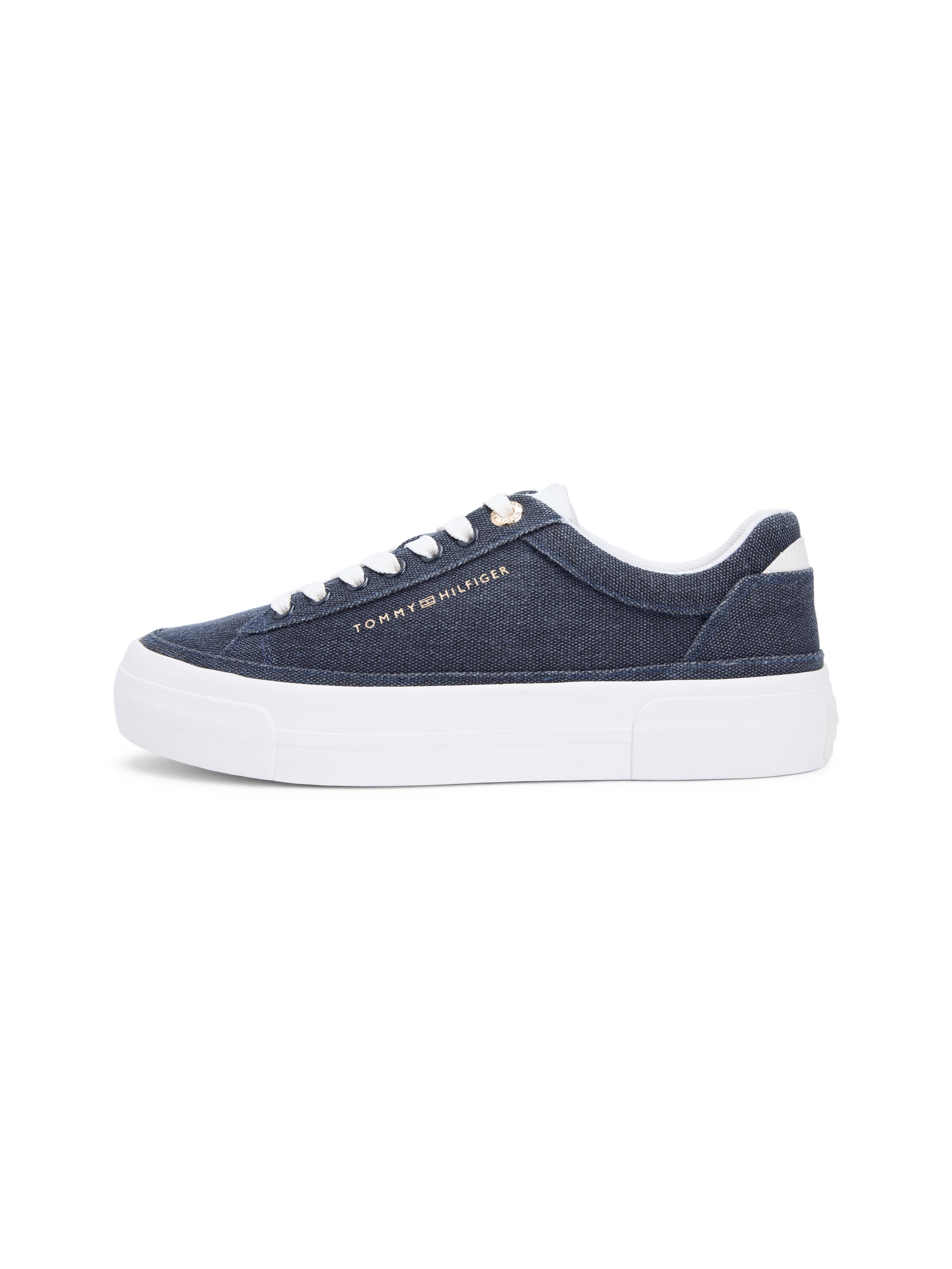 Tommy Hilfiger Plateausneaker »TH FOXING PLATFORM WASHED CANVAS«  Freizeitschuh, Halbschuh, Schnürschuh im angesagten Jeans-Look