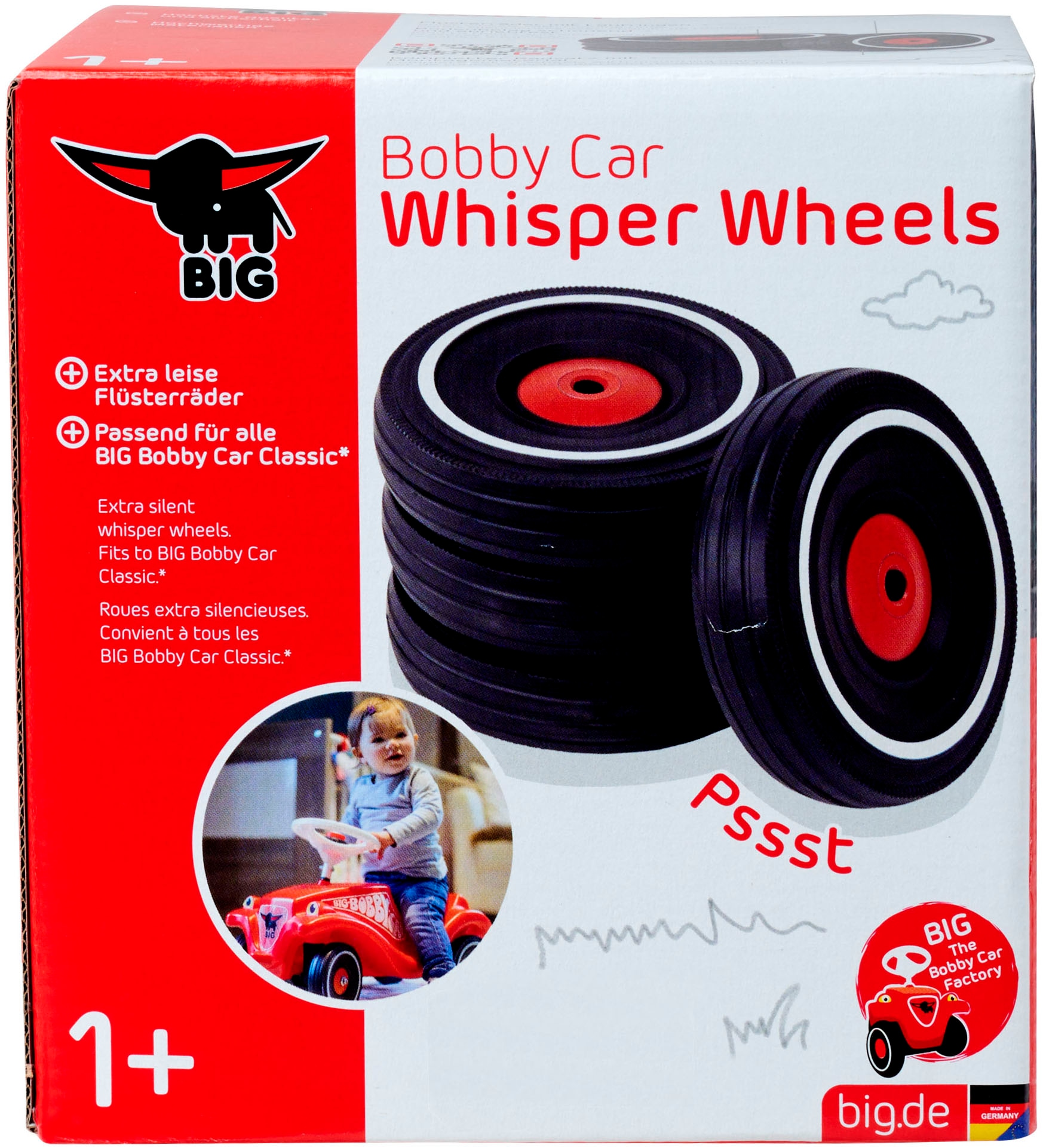 BIG Rutscherauto »BIG Bobby Car Whisper Wheels« Passend für alle BIG Bobby Car Classic, Made in Germany
