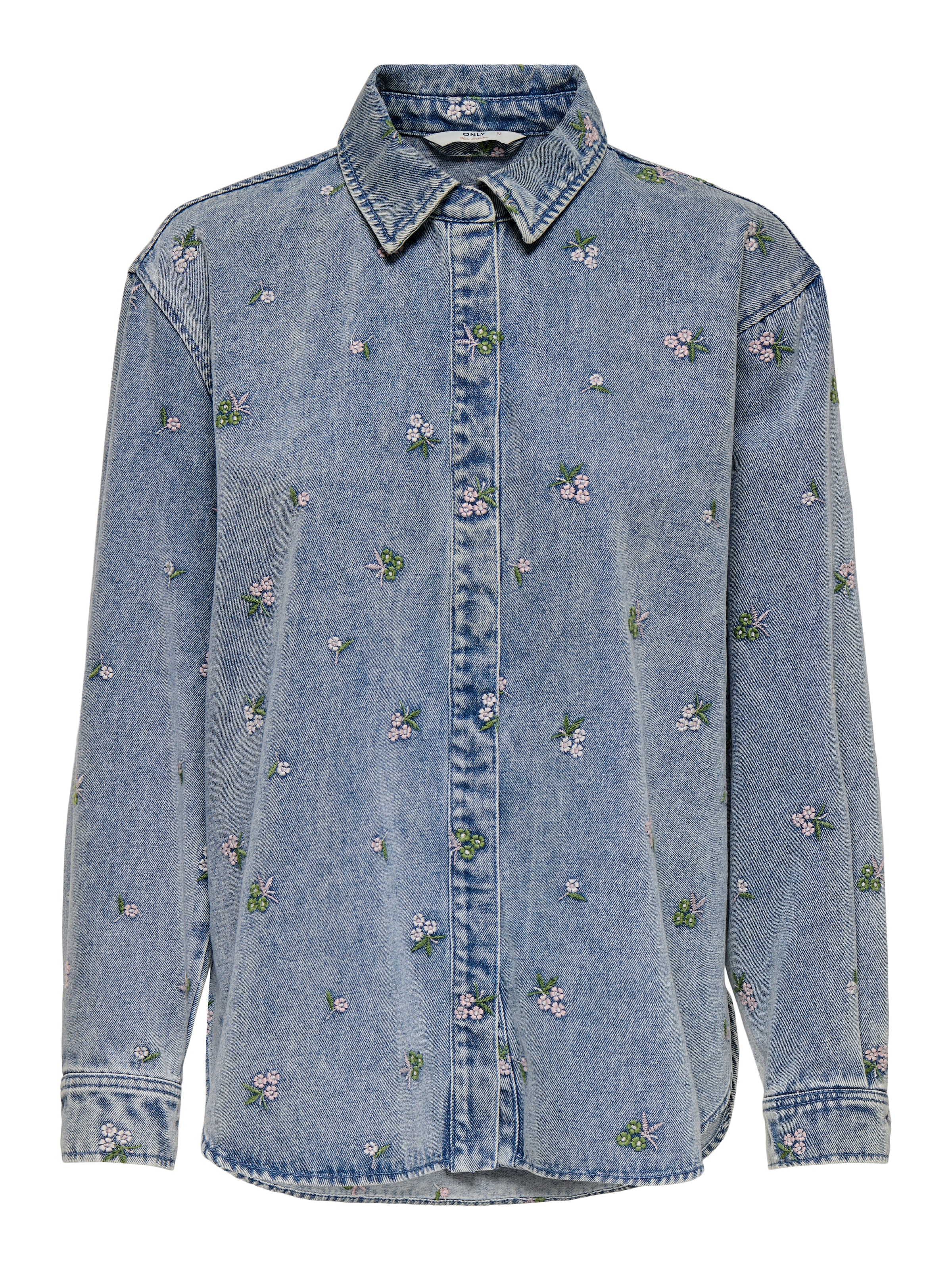 ONLY Jeansbluse »ONLVERA L/S FLOWER EMB SHIRT DNM YOR«