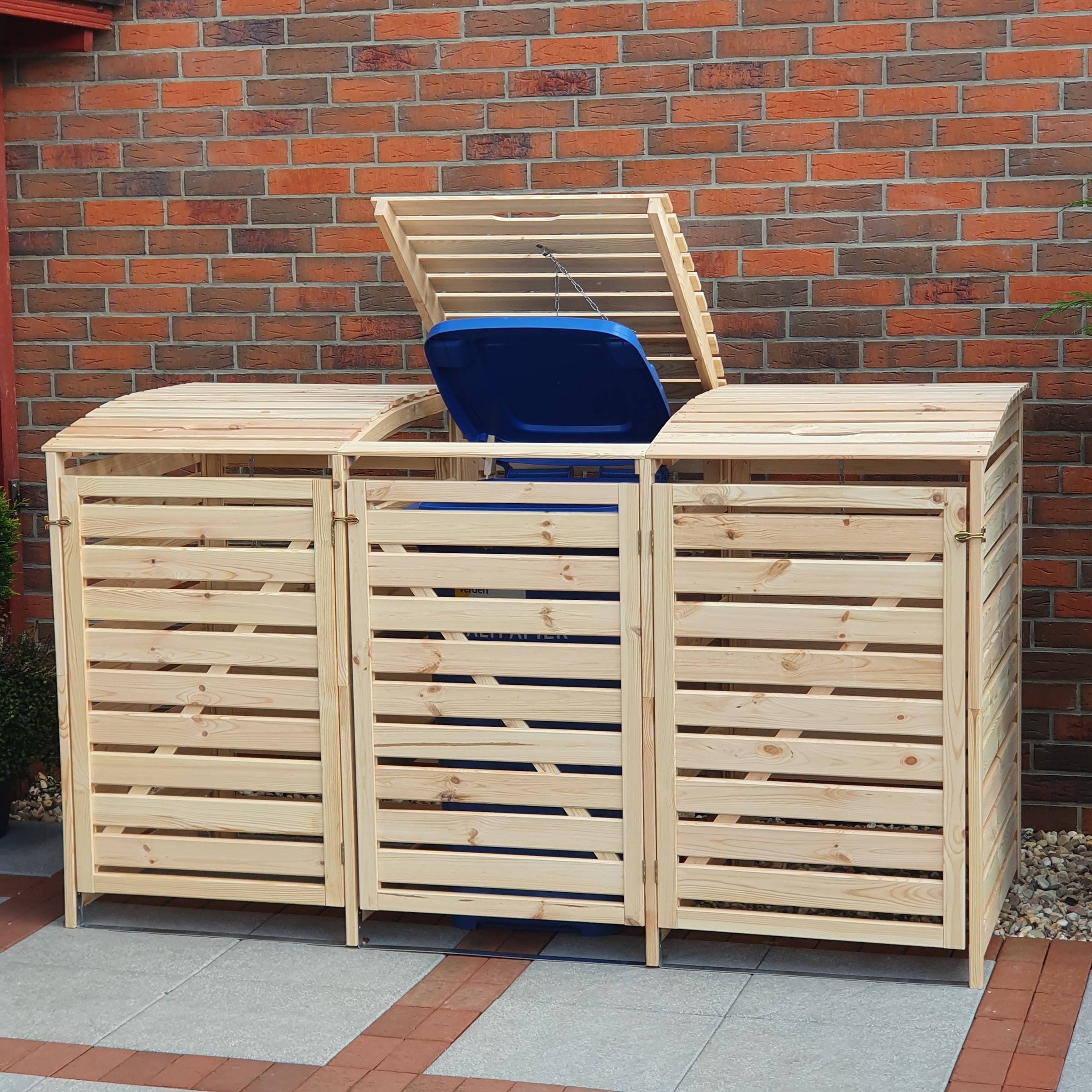 promadino Mülltonnenbox »Vario III« für 3 Tonnen, robust aus zertifiziertem Kiefernholz
