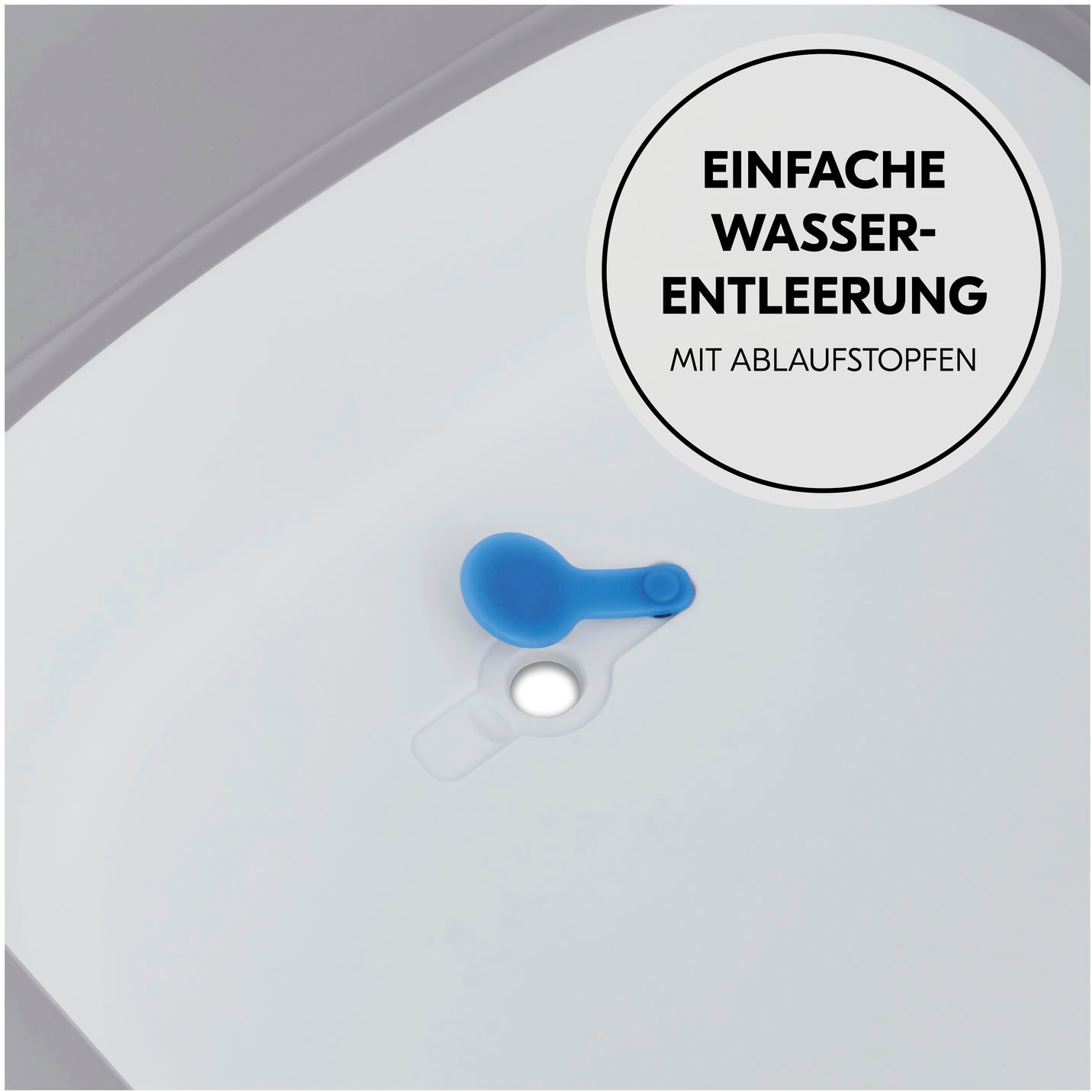 Hauck Babybadewanne »Wash N Fold L, White/Stone« Höhe 44 cm Standbeine | wärmeempfindlicher Ablaufstopfen | zusammenfaltbar Faltbadewanne mit Wassertemperaturmessung am Ablaufstopfen