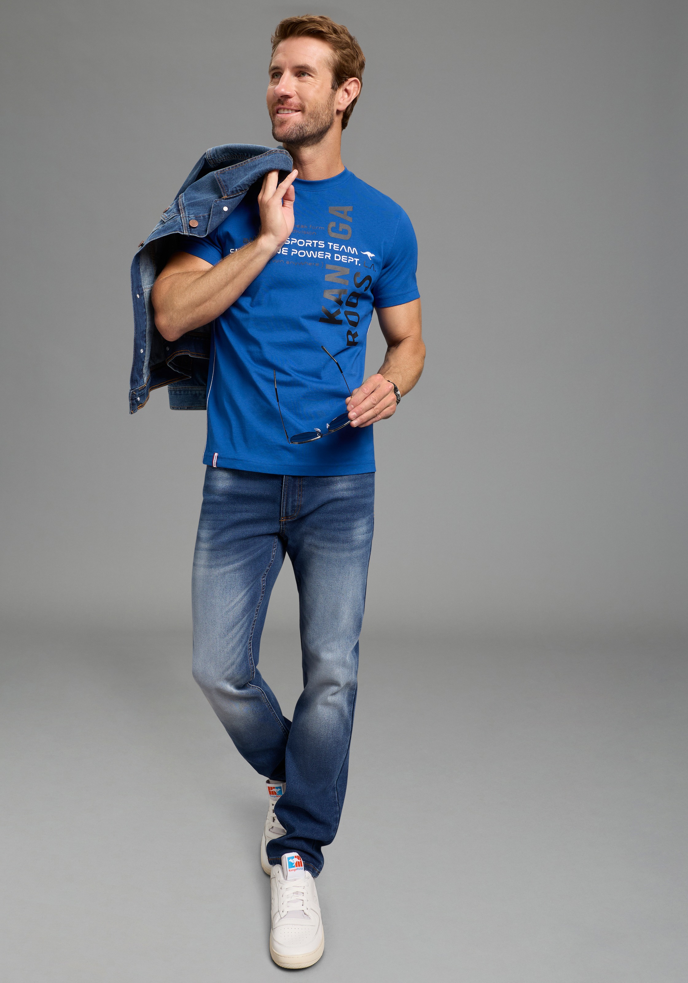 KangaROOS T-Shirt schmale Passform, Halbarm, Rundhalsausschnitt mit Bündchen