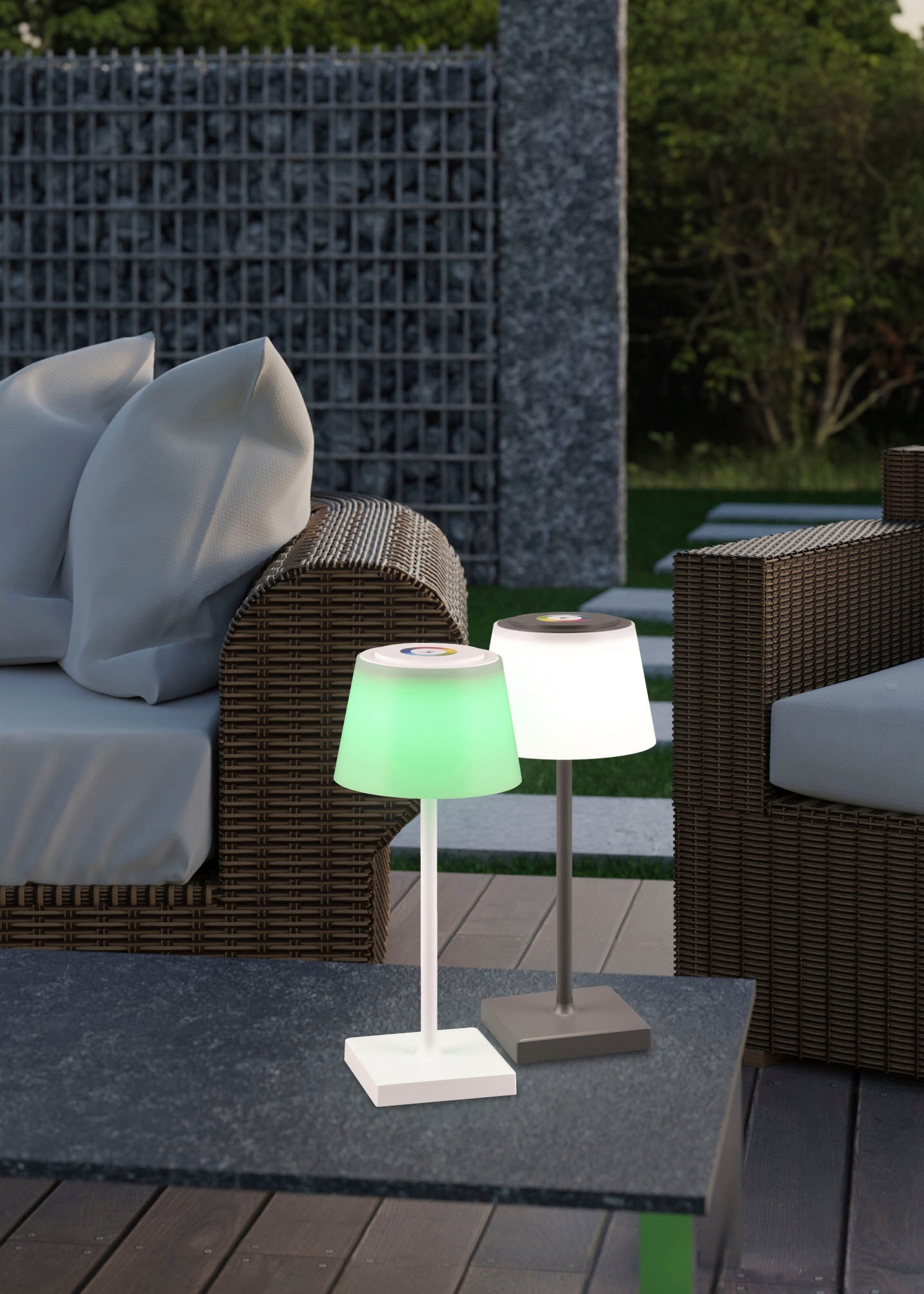 TRIO Leuchten LED Außen-Tischleuchte »Sanchez«, 1 flammig-flammig, Akku Garten Tischlampe RGB Farbwechsel dimmbar Lichtfarbe einstellbar
