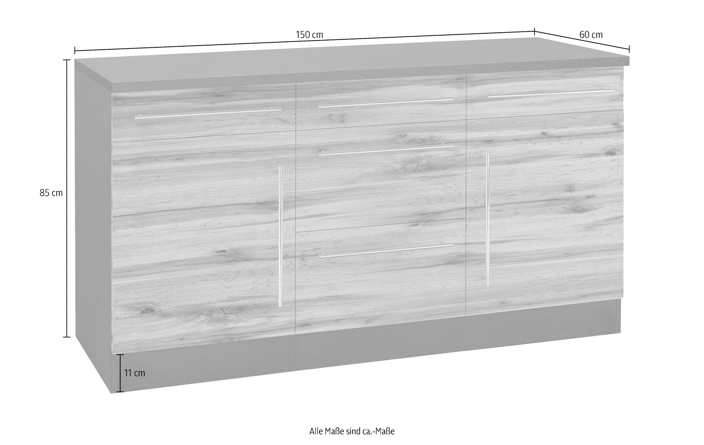 KOCHSTATION Unterschrank »KS-Samos«, Breite 150 cm