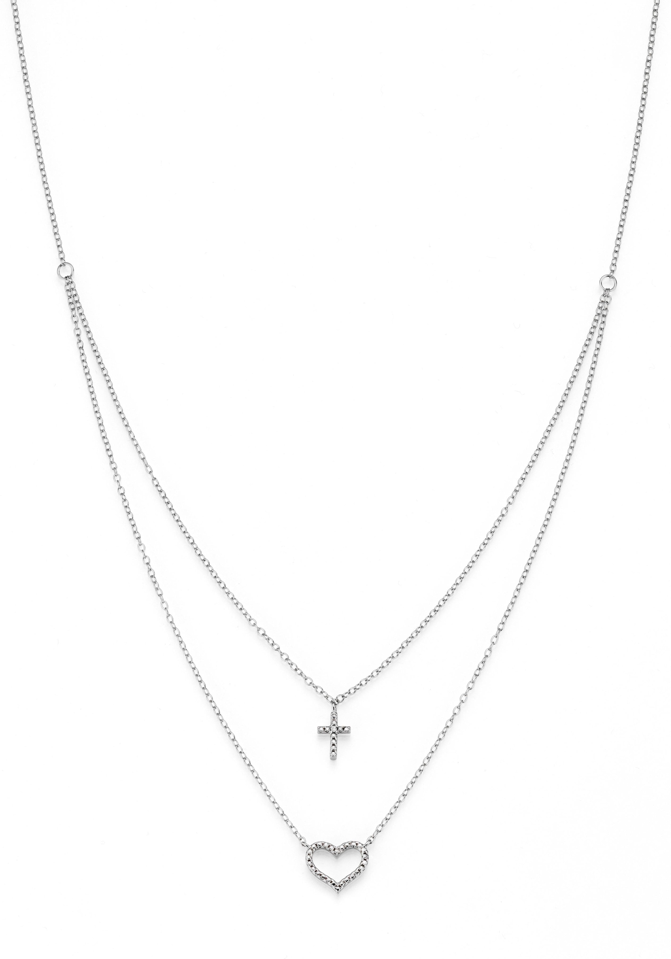 Firetti Kette mit Anhänger »Schmuck Geschenk Silber 925 Halsschmuck Halskette Ankerkette Kreuz« mit Zirkonia (synth.)