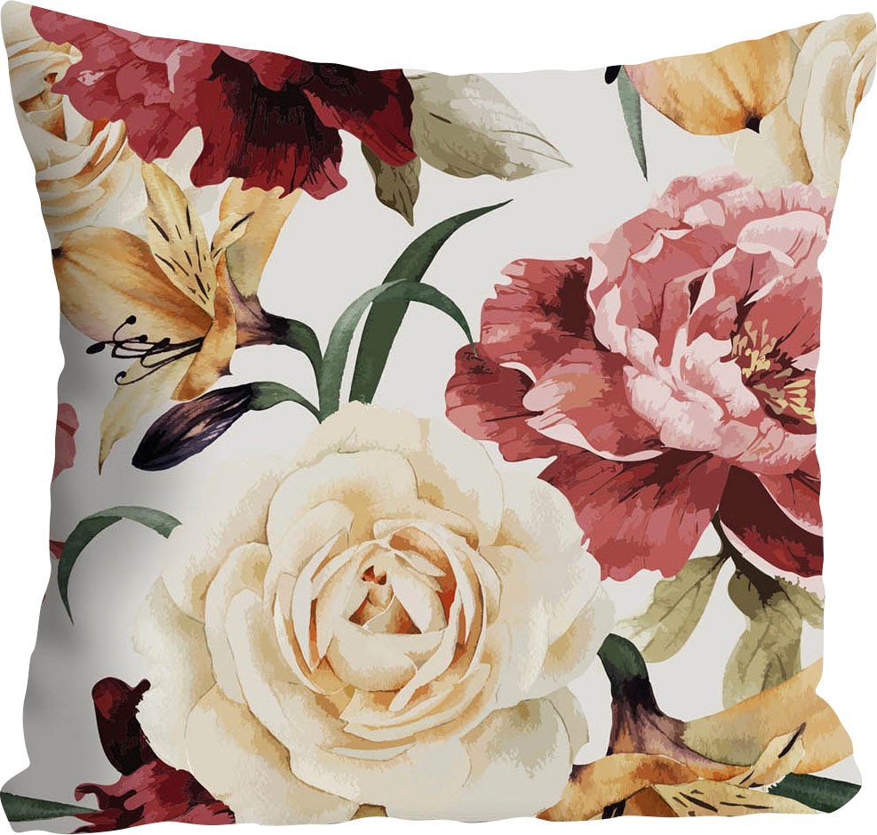 queence Dekokissen »Larissa«, Kissenhülle,Blumen,Blüten,Florales Design,Naturmotiv,Zart,Farbenfroh