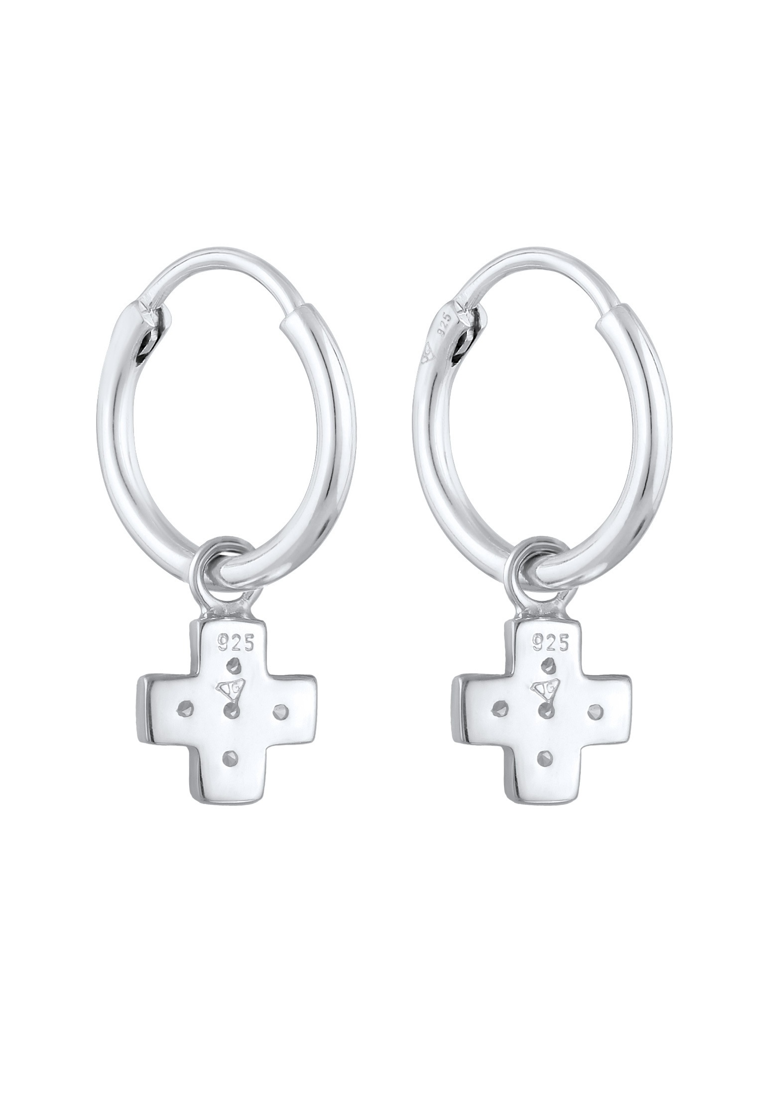 Elli Paar Creolen »Ohrringe Creolen Kreuz Zirkonia 925 Silber«