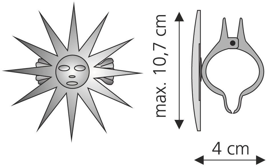 Liedeco Dekoklammer »Sonne«, (Packung, 2 St.), für Gardinen, Vorhänge