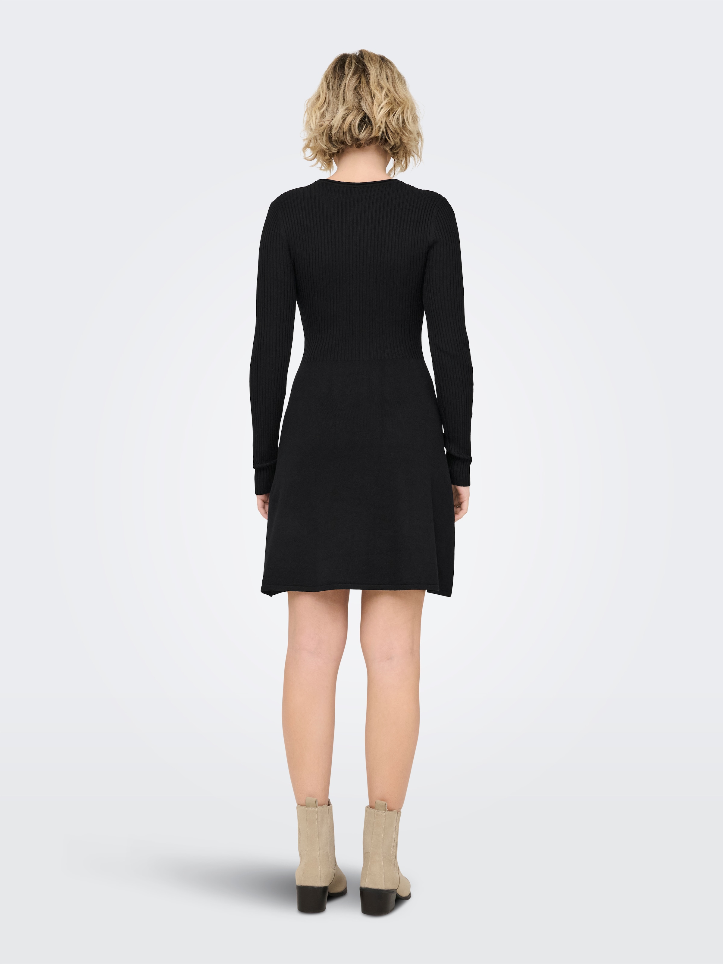 ONLY Minikleid »ONLMISTY LIFE  LS O-NECK RIB DRES EX KNT« Viskosemischung, regular fit, Rundhals