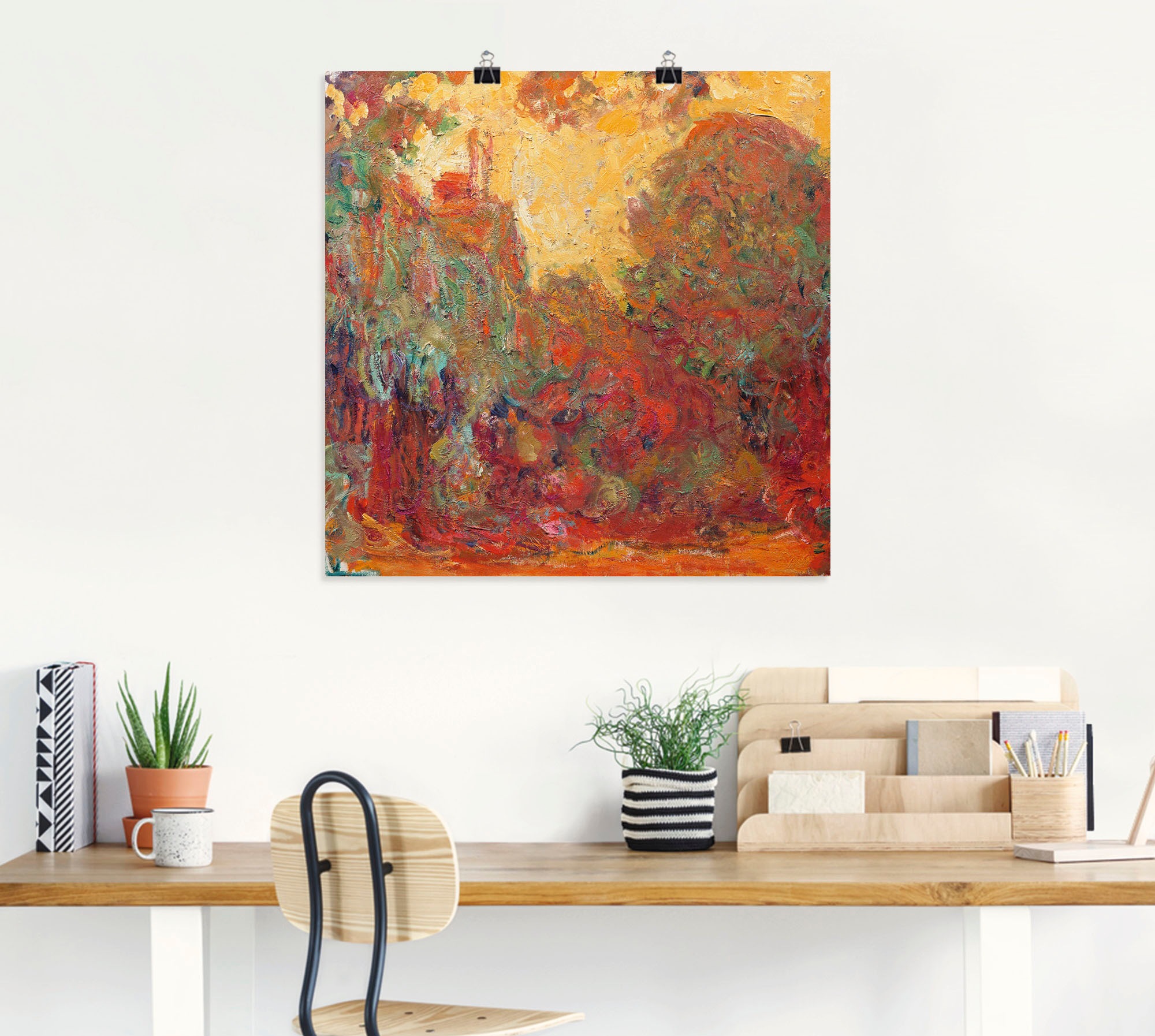 Artland Poster »Das Haus in Giverny Komposition in rot« Gegenstandslos 1 Stk. tlg. ohne Rahmen