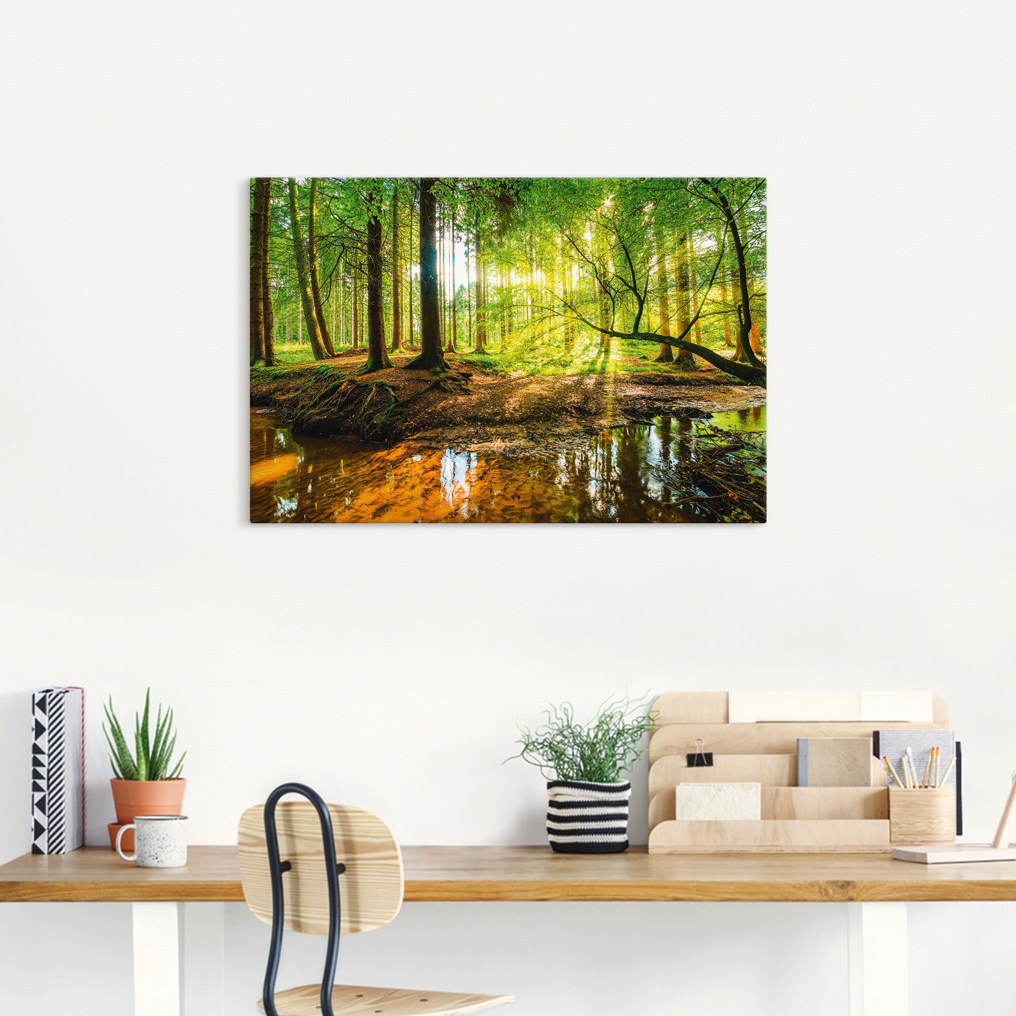 Artland Wandbild »Wald Wandaufkleber St.), kaufen Leinwandbild, mit Bach«, als versch. Alubild, Wald, oder bequem (1 Poster Größen in