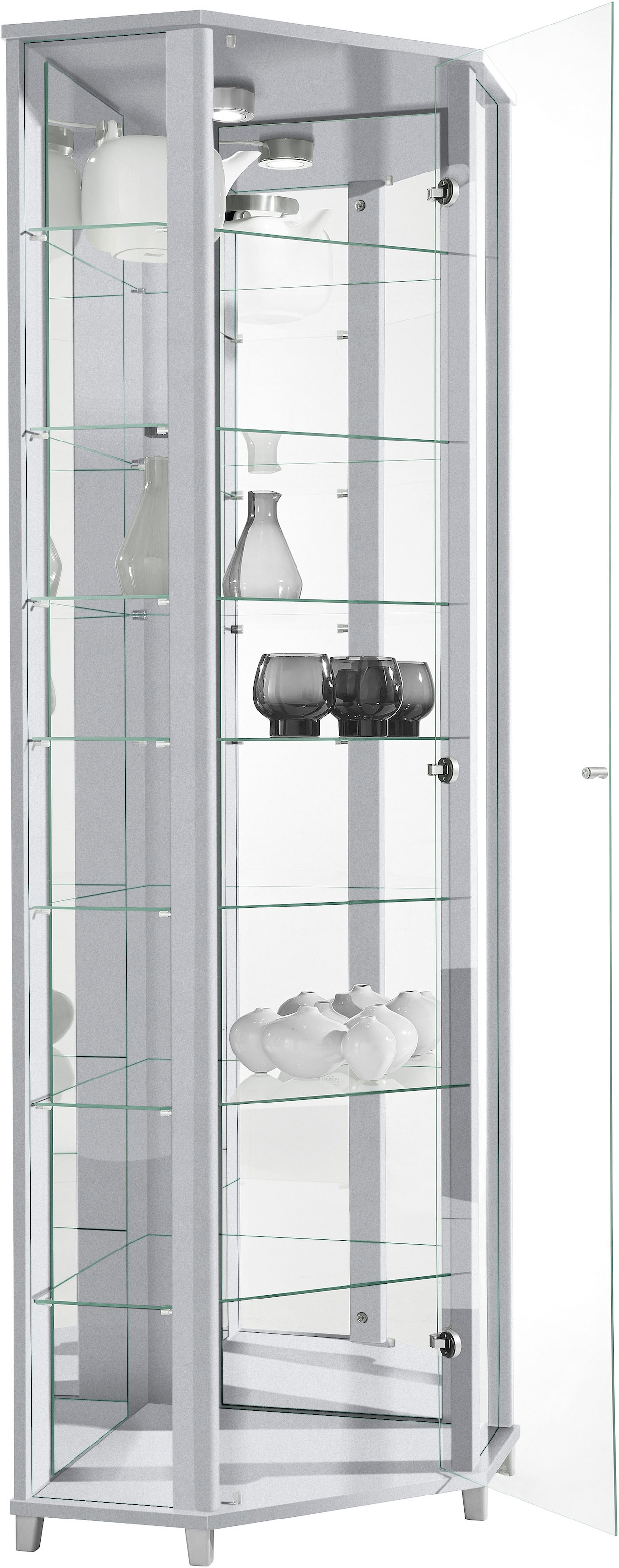 fif möbel Eckvitrine »TRIO Höhe ca. 172 cm, ink. Beleuchtung« Eckvitrine/Glasvitrine 1x Glastür, perfekt für Sammler, Sammlervitrine