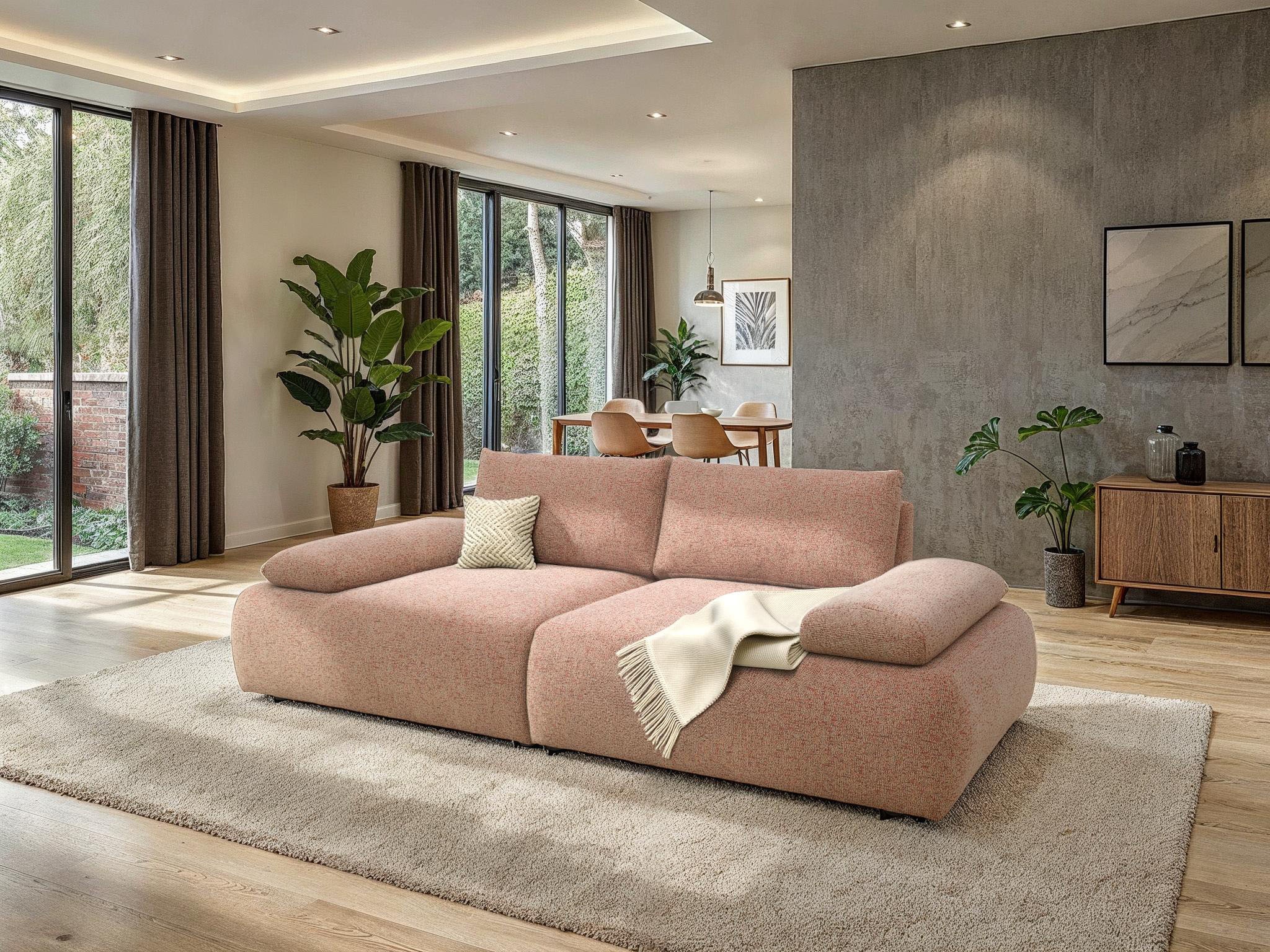 DOMO collection Big-Sofa »Évora Megasofa Breite 244 cm« Federkern, inkl. Armlehnenverstellung, Struktur grob, rust