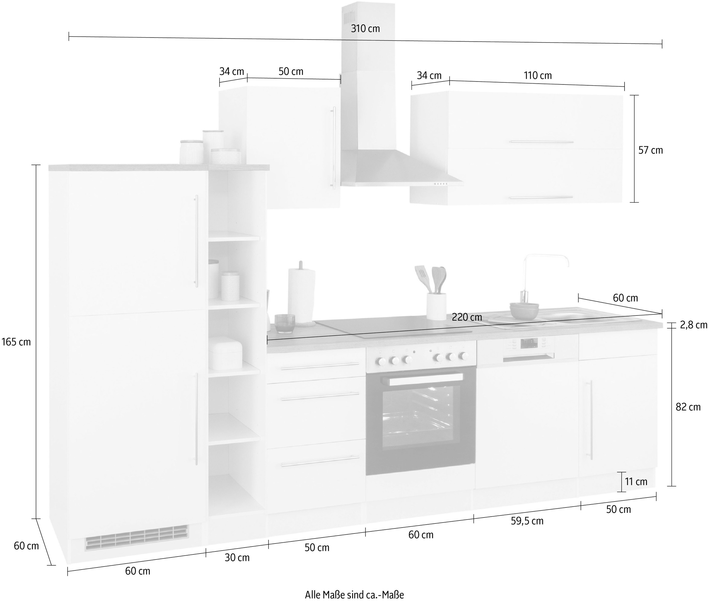 310 E-Geräte, »Samos«, bestellen Breite cm Küchenzeile auf MÖBEL HELD ohne Rechnung