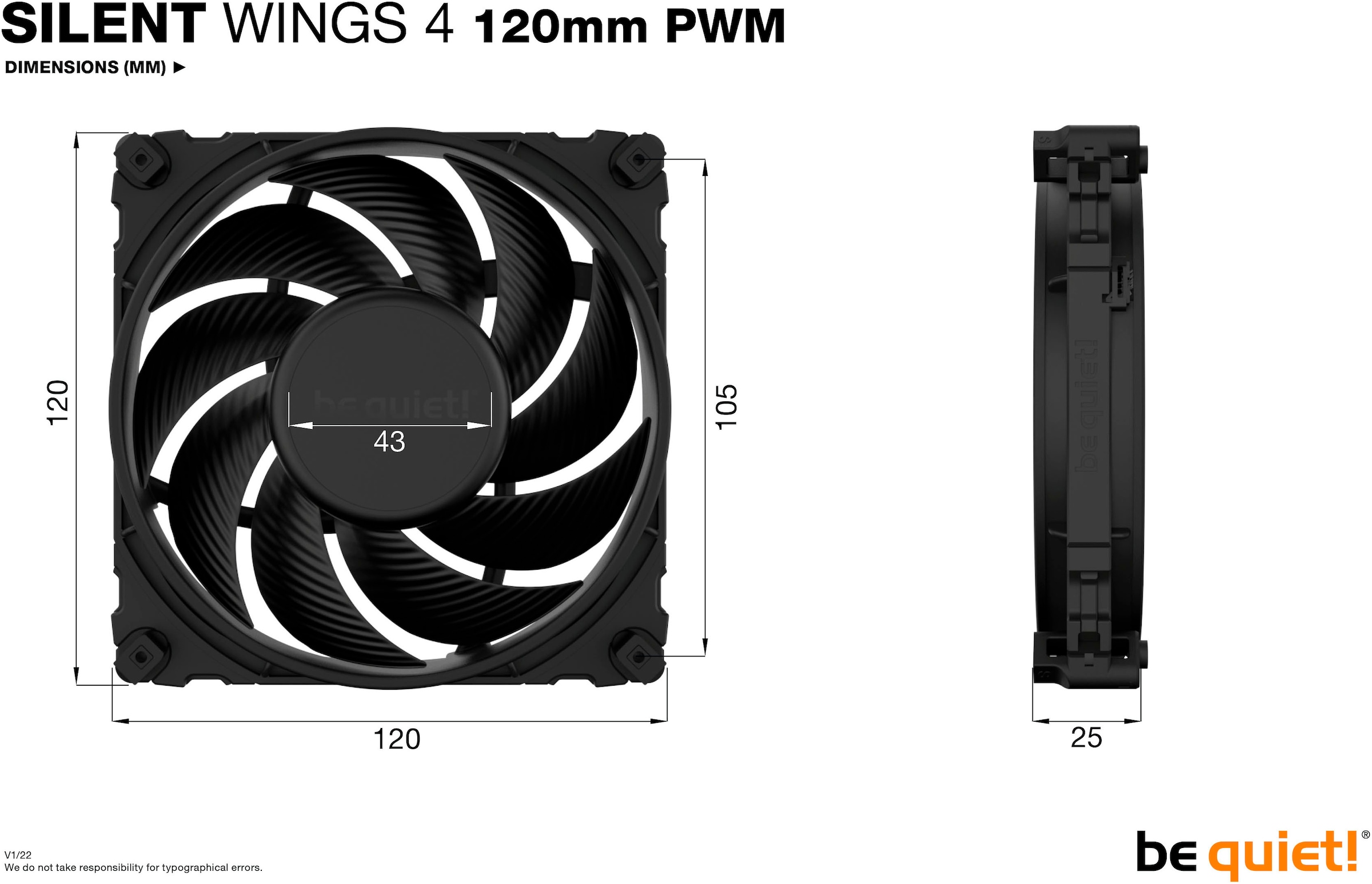 be quiet! Gehäuselüfter »SILENT WINGS 4 120 mm PWM«