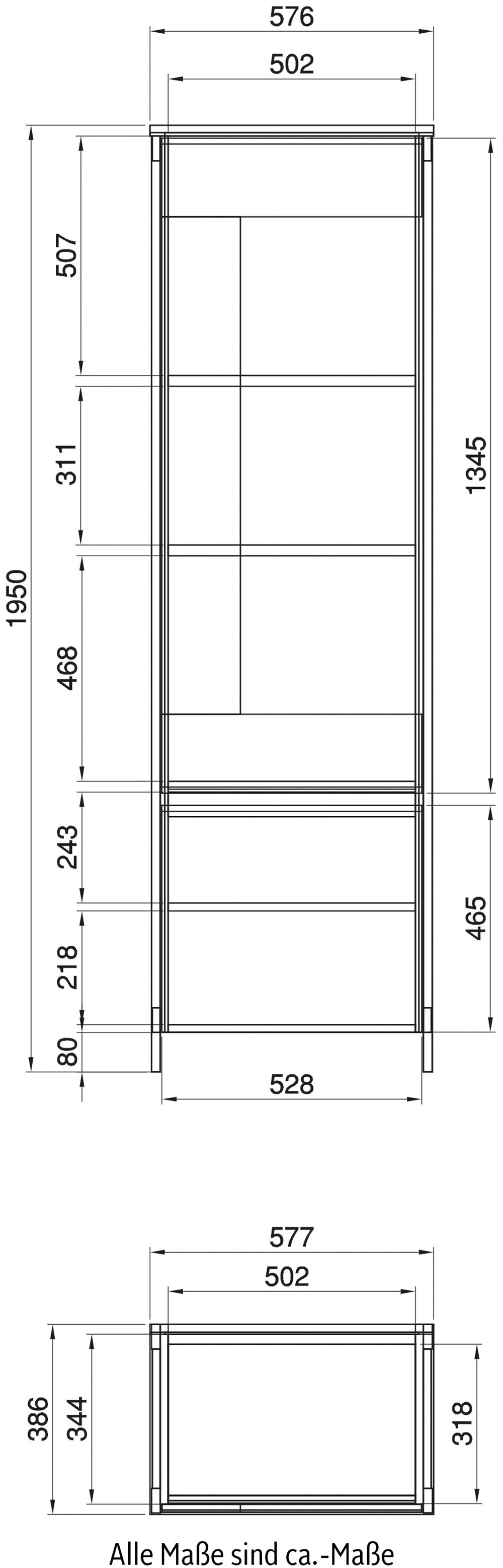 Home affaire Vitrine »Stranda, Hochschrank im Scandi-Style, moderne Glasvitrine« Rahmenoptik, ausreichend Stauraum, vielseitig einsetzbar, 58 cm breit