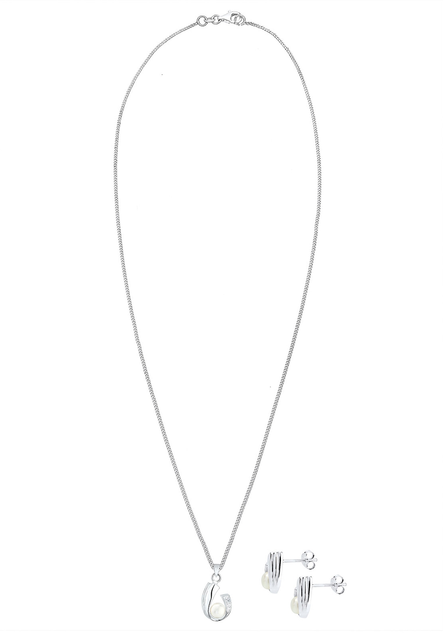 Elli DIAMONDS Ohrring und Ketten Set »Schmuckset Diamant Brillantschliff (0.04 ct) 925 Sterling Silber« ()