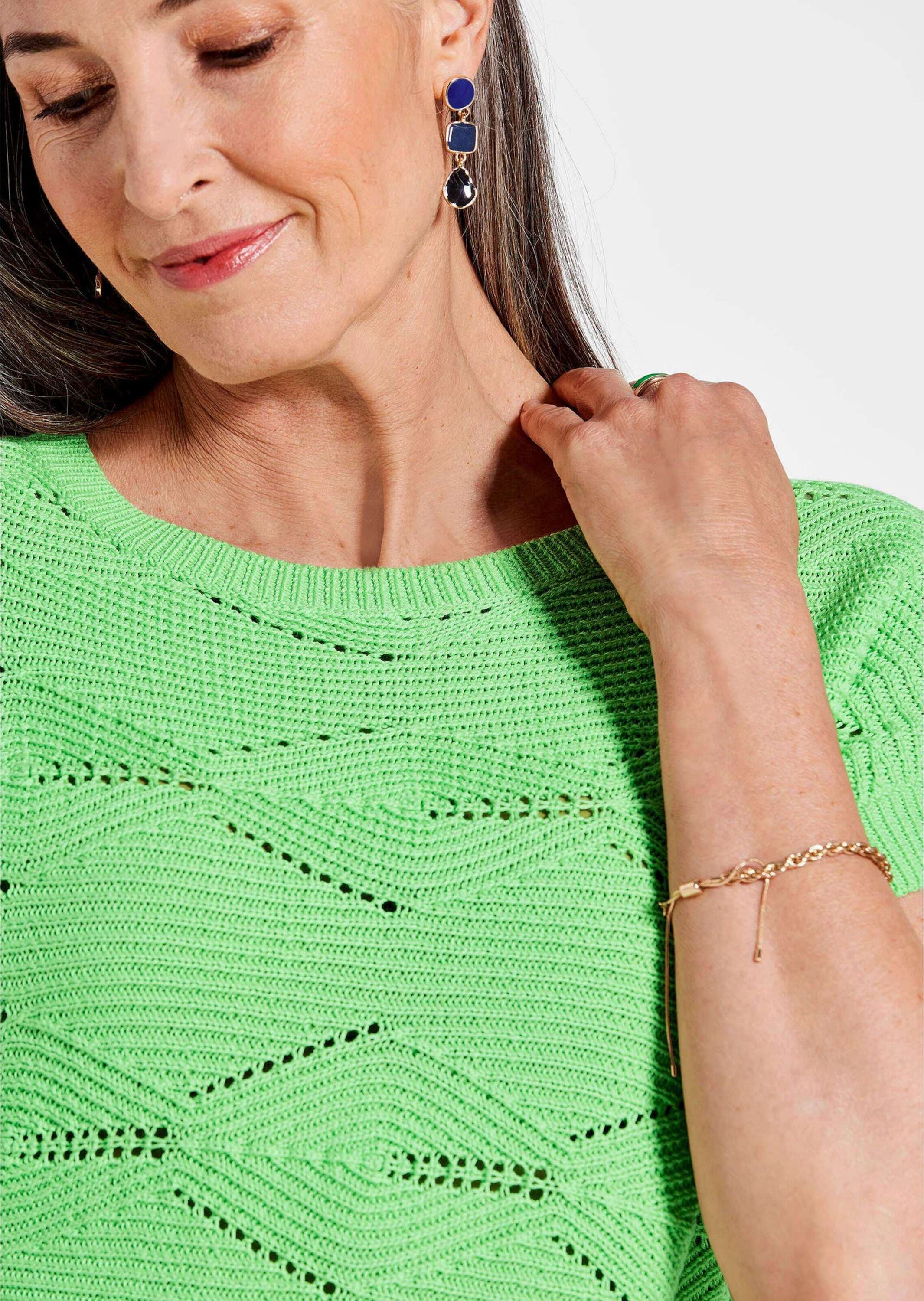 GOLDNER Strickpullover »Kurzarm Baumwoll-Strickshirt« Rippenbündchen