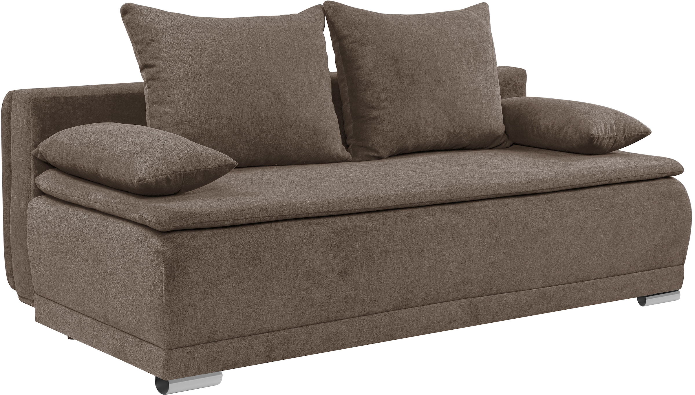 WERK2 Schlafsofa »Biggi, komfortabel & elegant, Schlaffunktion, Bettkasten, Breite 260cm«, inkl. losen Kissen, Struktur weich, greige