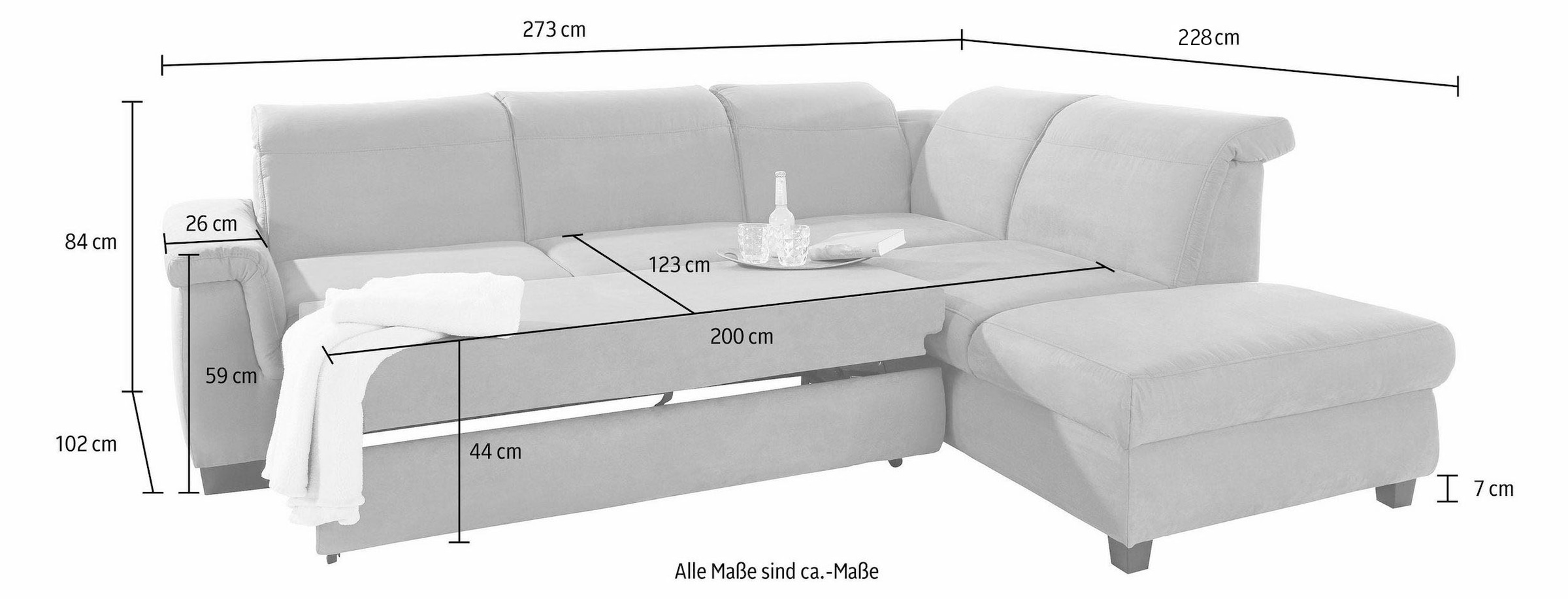DOMO collection Ecksofa »Sully L-Form«, wahlweise mit Bettfunktion und Kopf- bzw. Rückenverstellung
