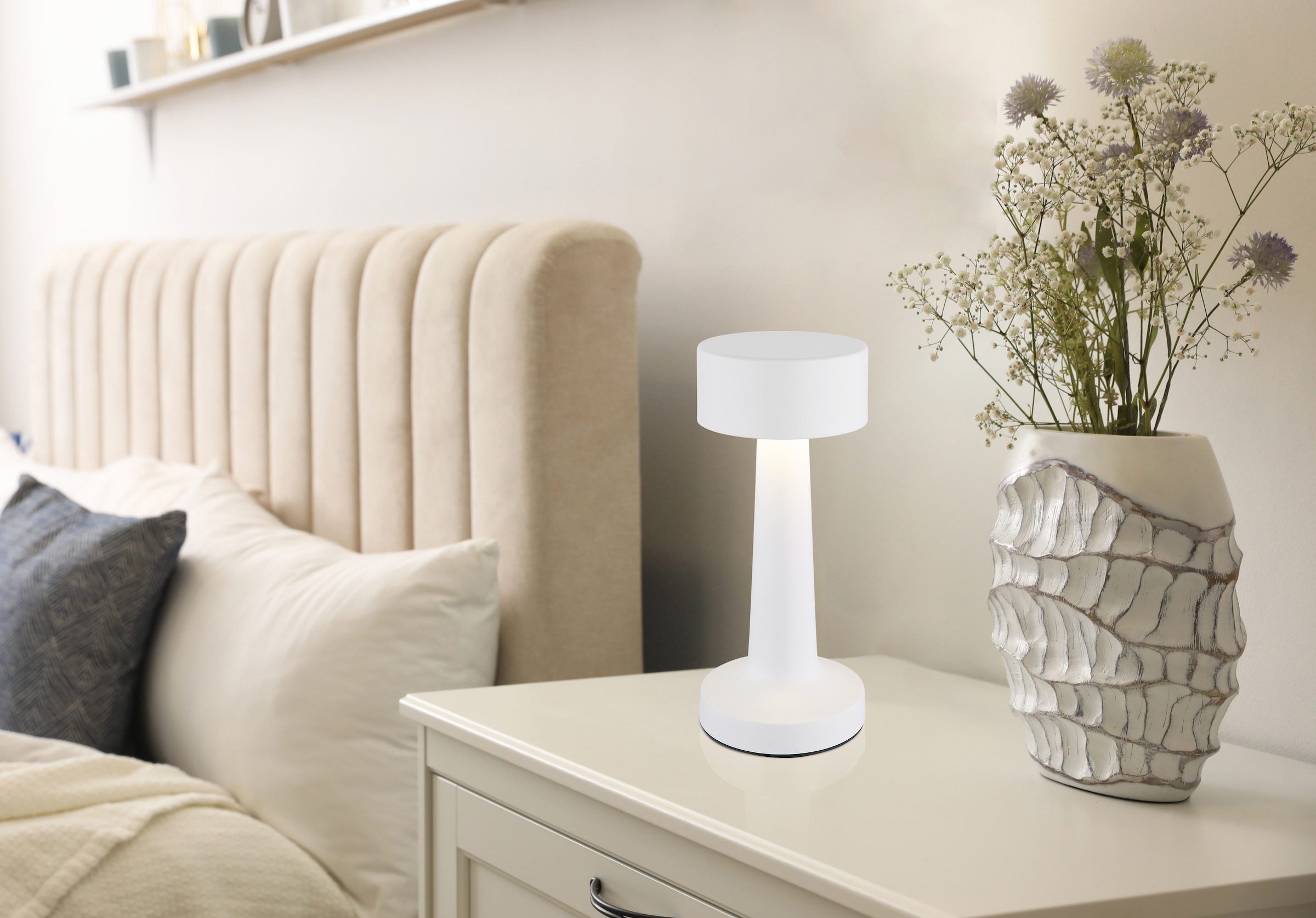 GLOBO LIGHTING LED Tischleuchte »ANGELIKA - Akkutischleuchte« LED-Modul 1 Stk. warmweiß - kaltweiß Design Tischleuchte, Akku, modern,  Akkulampe, CCT