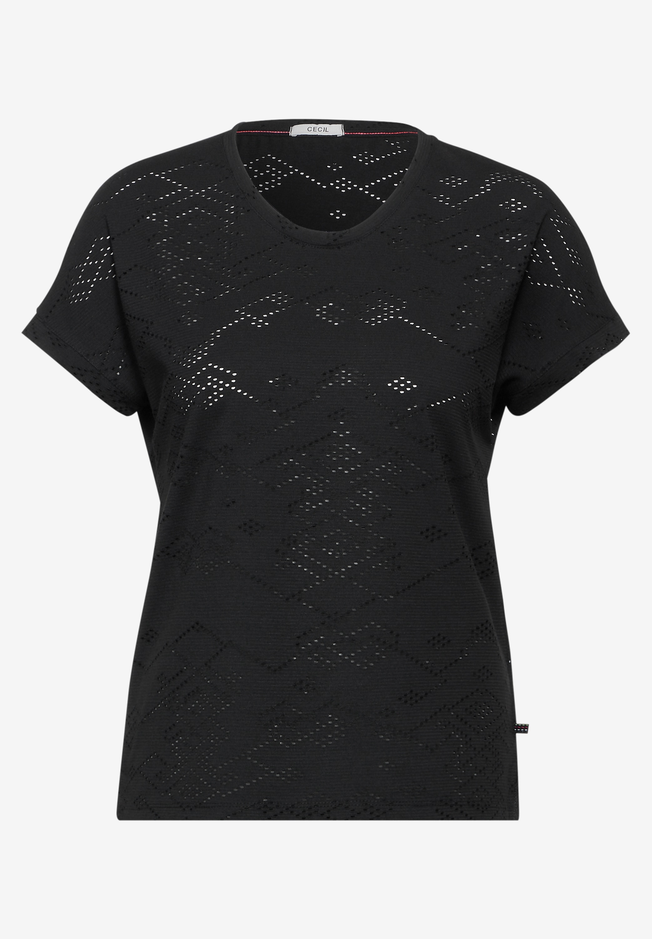 Cecil T-Shirt mit Lochmuster in Ornamentform